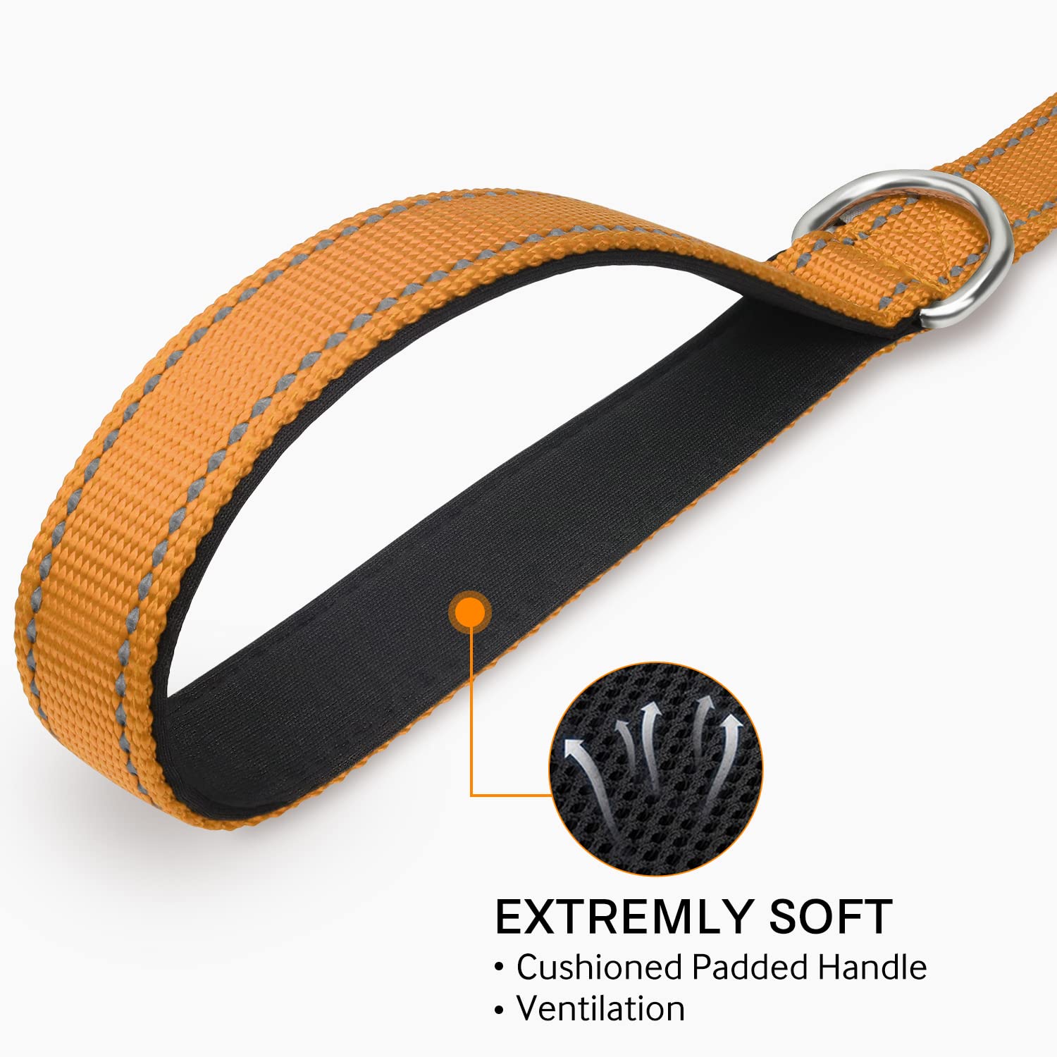 Joytale Double-Sided Reflective Dog Leash, 6 Ft/5 Ft/4 Ft, Padded Handle Nylon Dogs Leashes For Medium & Large Dogs Walking, Brown, 5Ft