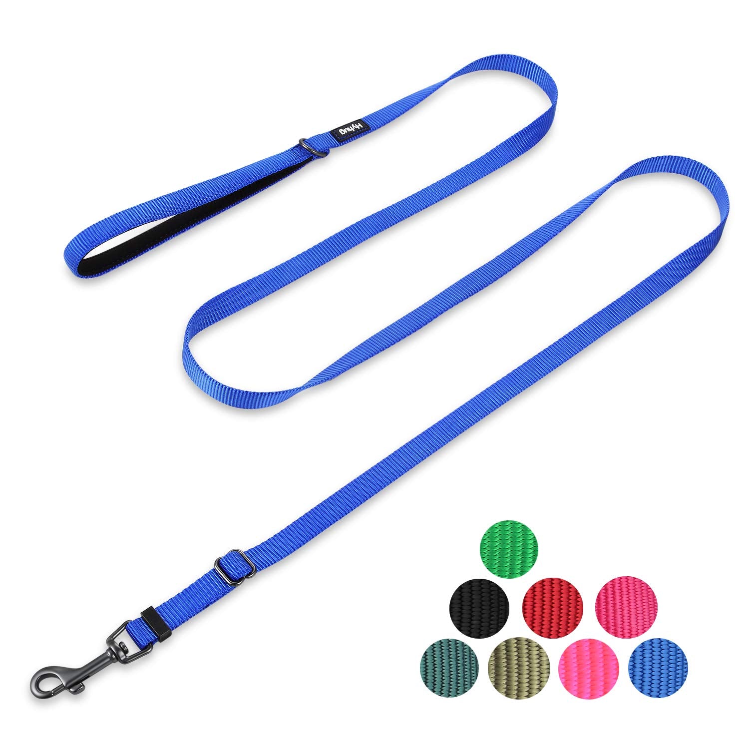 Hyhug Pets Premium Adjustable Leash With Heavy Duty Nylon And Super Soft Neoprene Lined Handle For Medium Small Dogs. (Small Adjustable 6 Feet, Royal Blue)