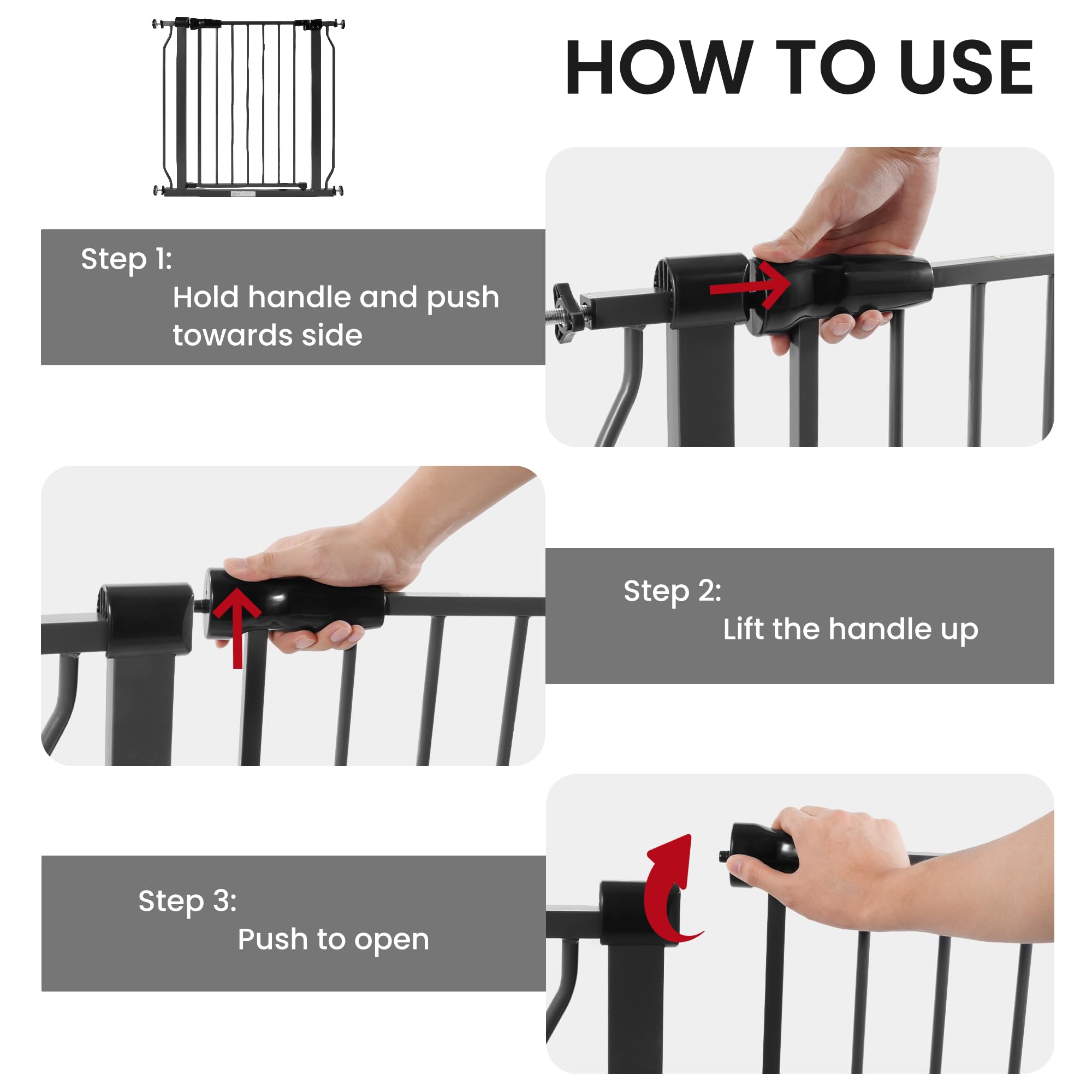Balancefrom Easy Walk-Thru Safety Gate For Doorways And Stairways With Auto-Close/Hold-Open Features, 36-Inch Tall, Fits 29.1 - 33.8 Inch Openings, Graphite