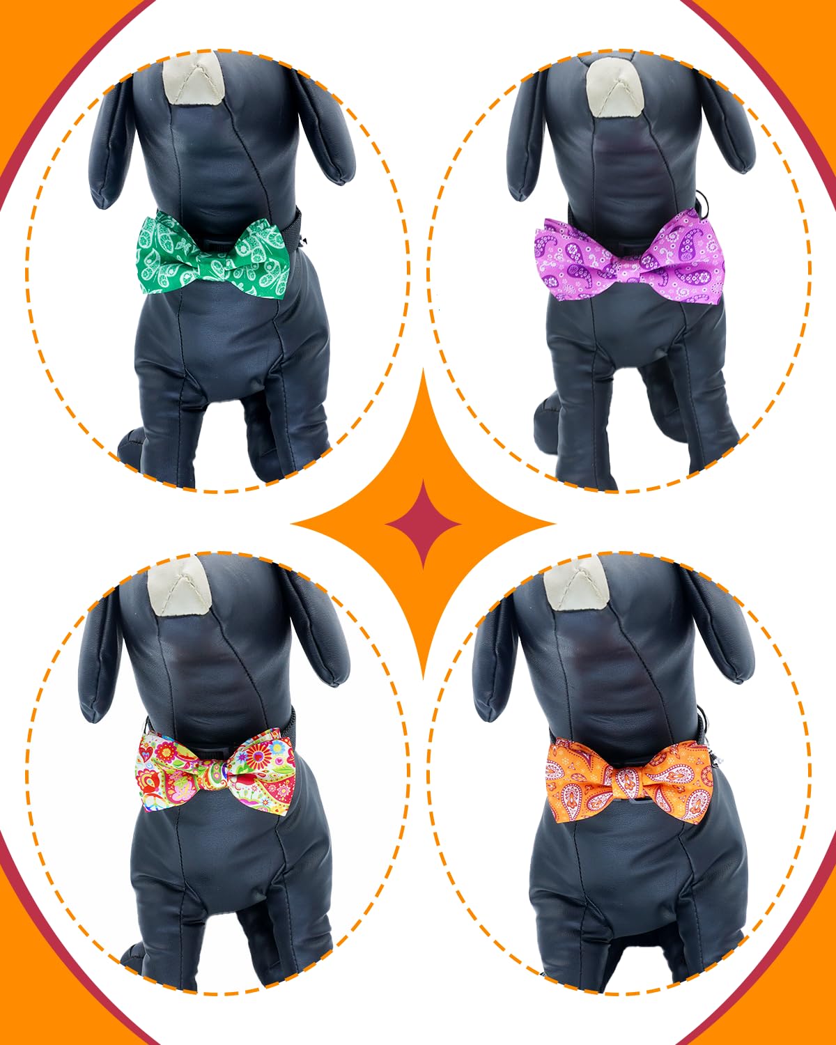 Pet Show 10 Pack Paisley Small Dog Bow Ties Sliding Collar Attachments Puppy Cats Floral Bowties For Medium Dogs Classy Bowknots