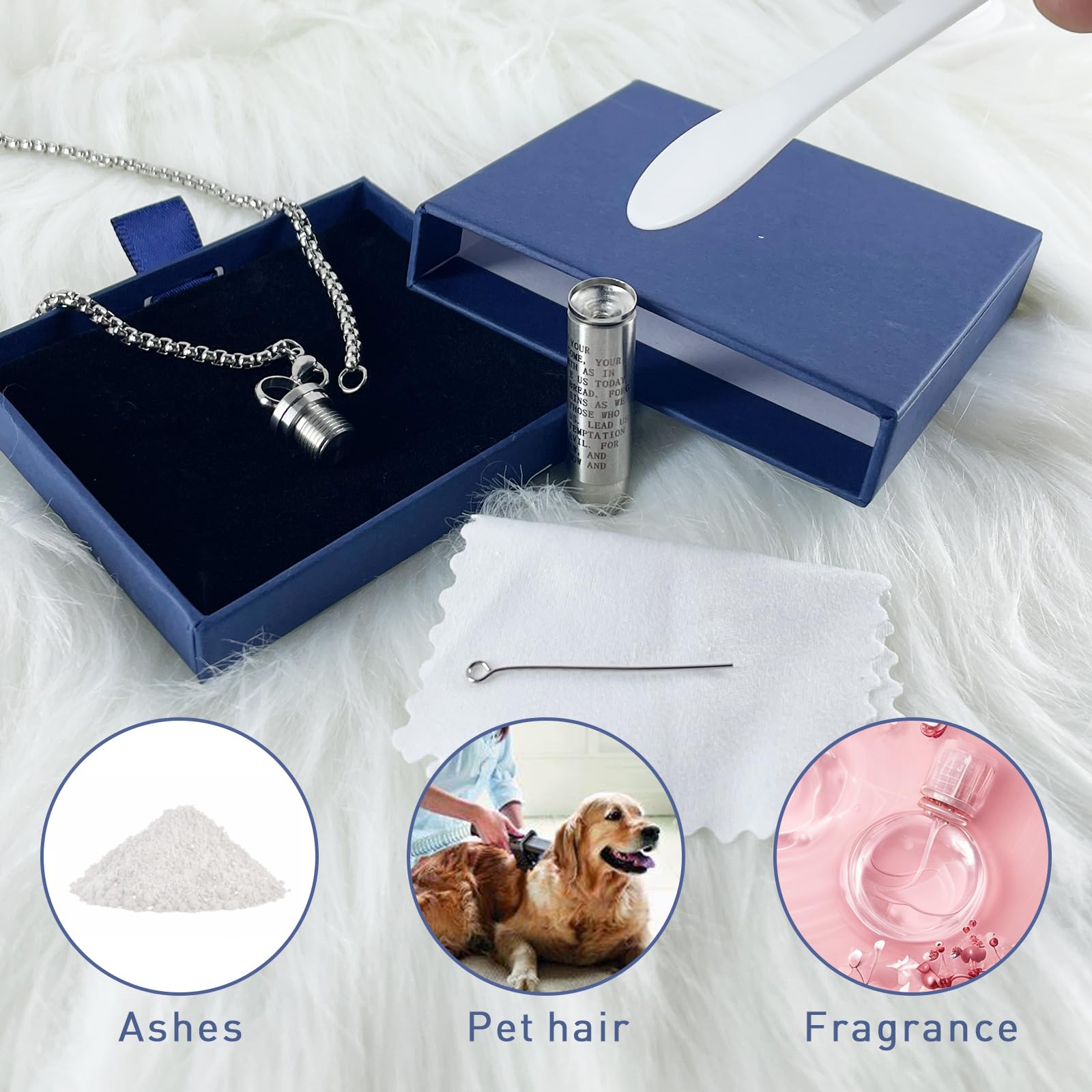 Qppkii Pet Ashes Necklace For Dog/Cat, Bullet Ashes Necklace, Pet Cremation Jewelry For Ashes Urn Necklace With Funnel Kit, Pet