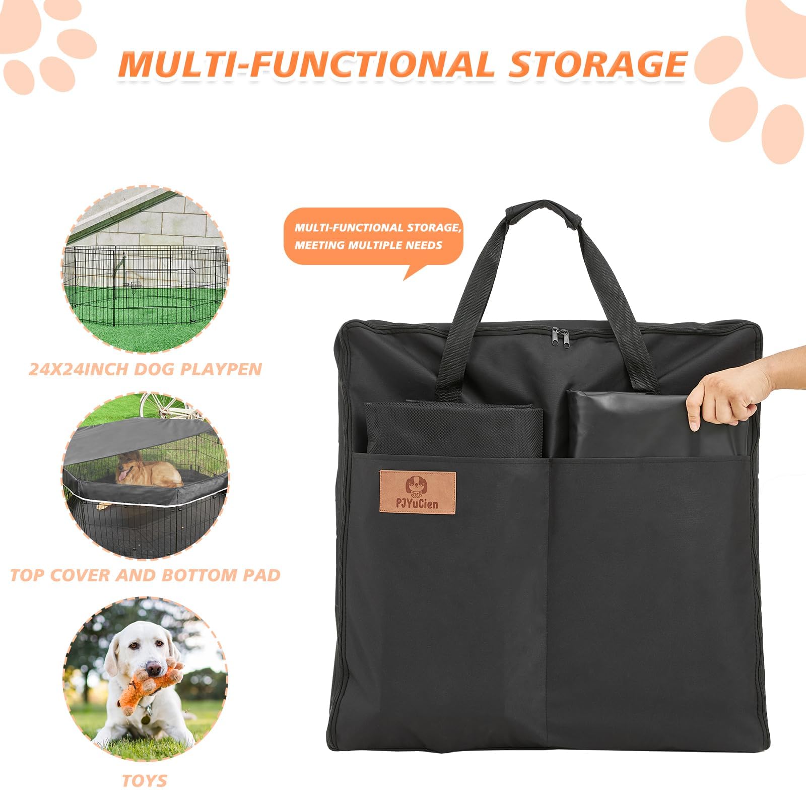 Pjyucien Dog Playpen Storage Bag, Suitable For 24''X24'' Foldable Exercise Pet Playpen, Dog Fence, Oxford Cloth Fabric, Waterpro