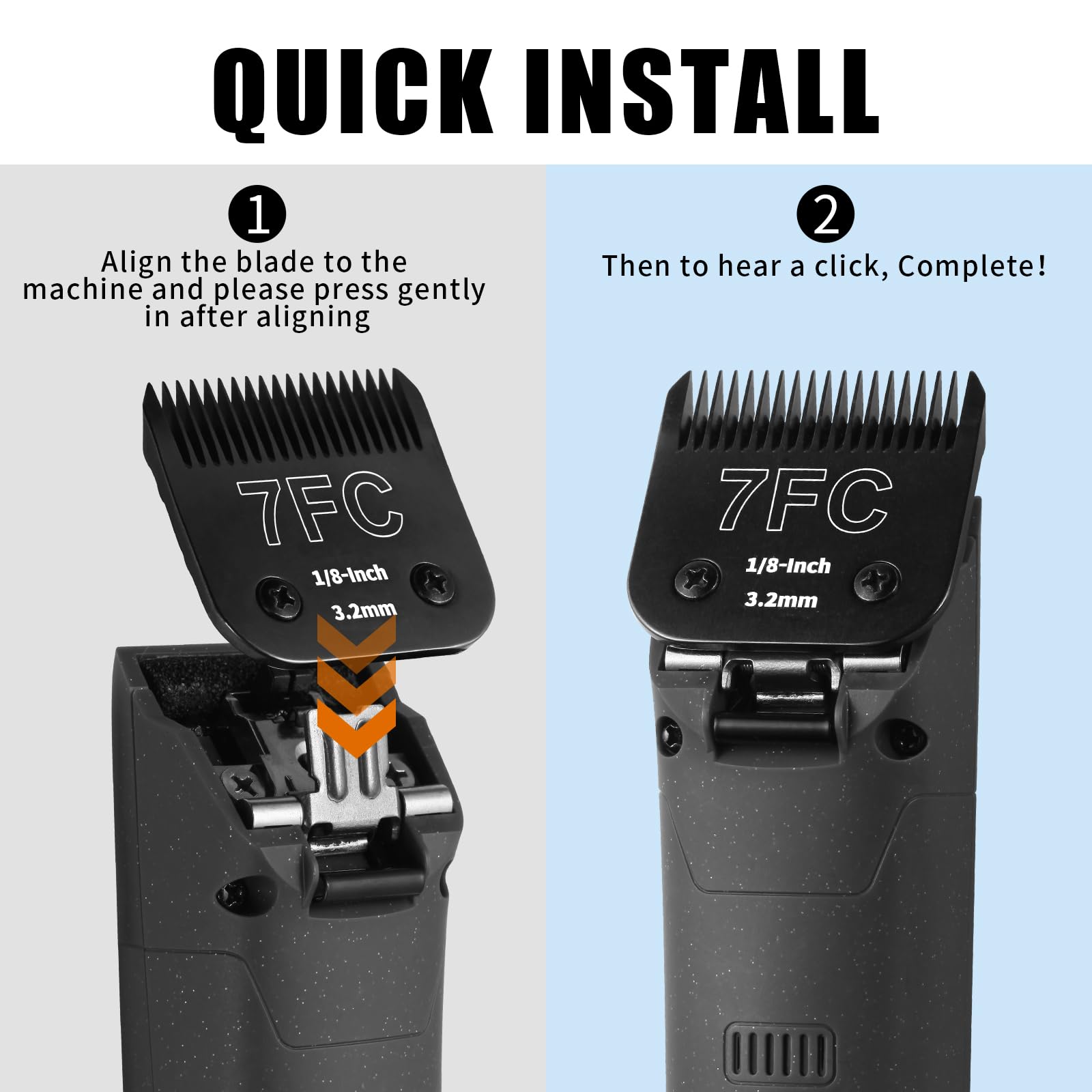 Yaziyir 3 Pack 7Fc Detachable Dog Grooming Steel Blades,Compatible With Andis,Oster A5,Wahl Km-10 Series,Cut Length 1/8'' 3.2Mm