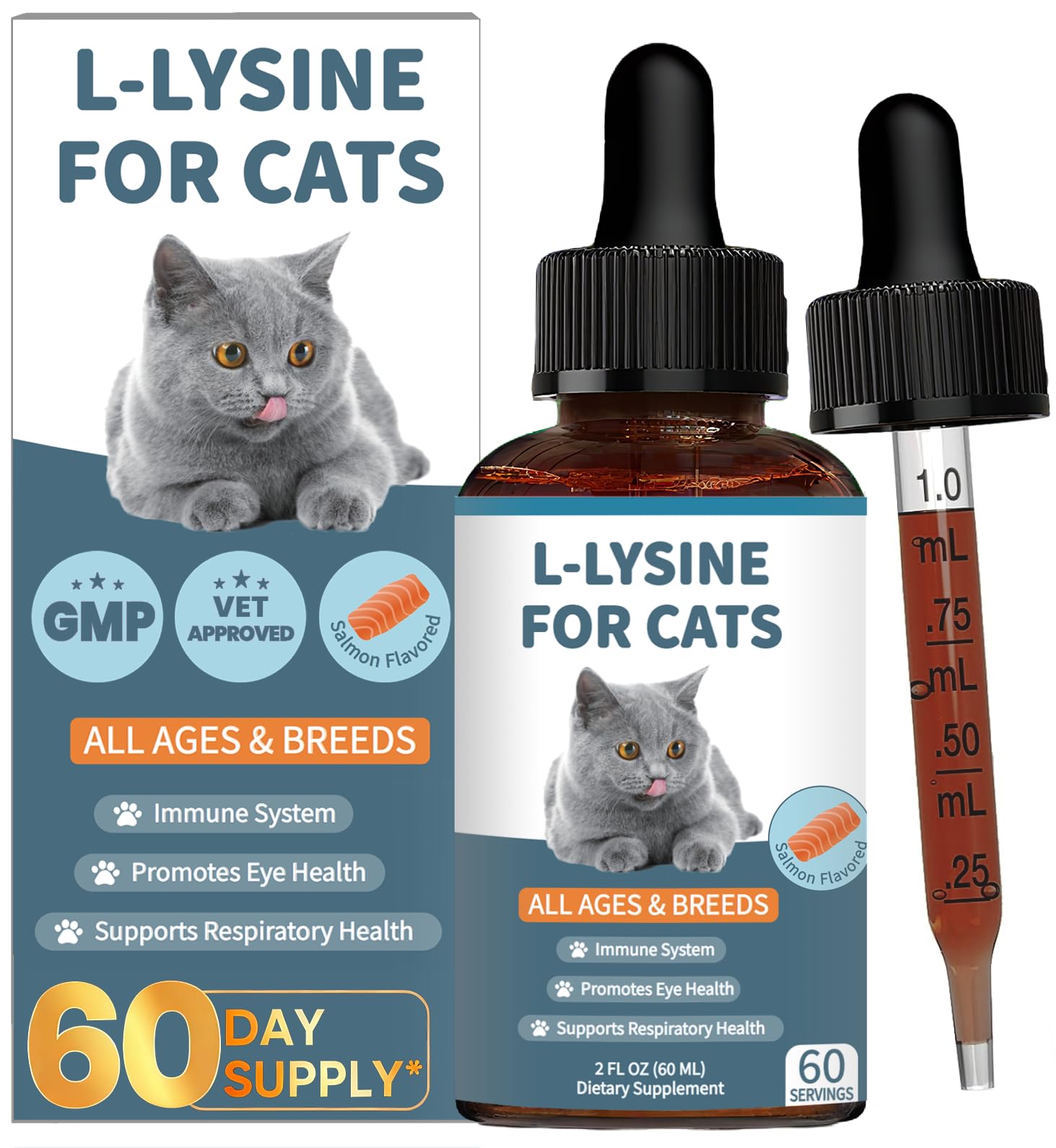 L-Lysine Supplement for Cats and Kittens - Immune & Respiratory Support for Feline Health - Lysine for Sneezing, Runny Nose, and