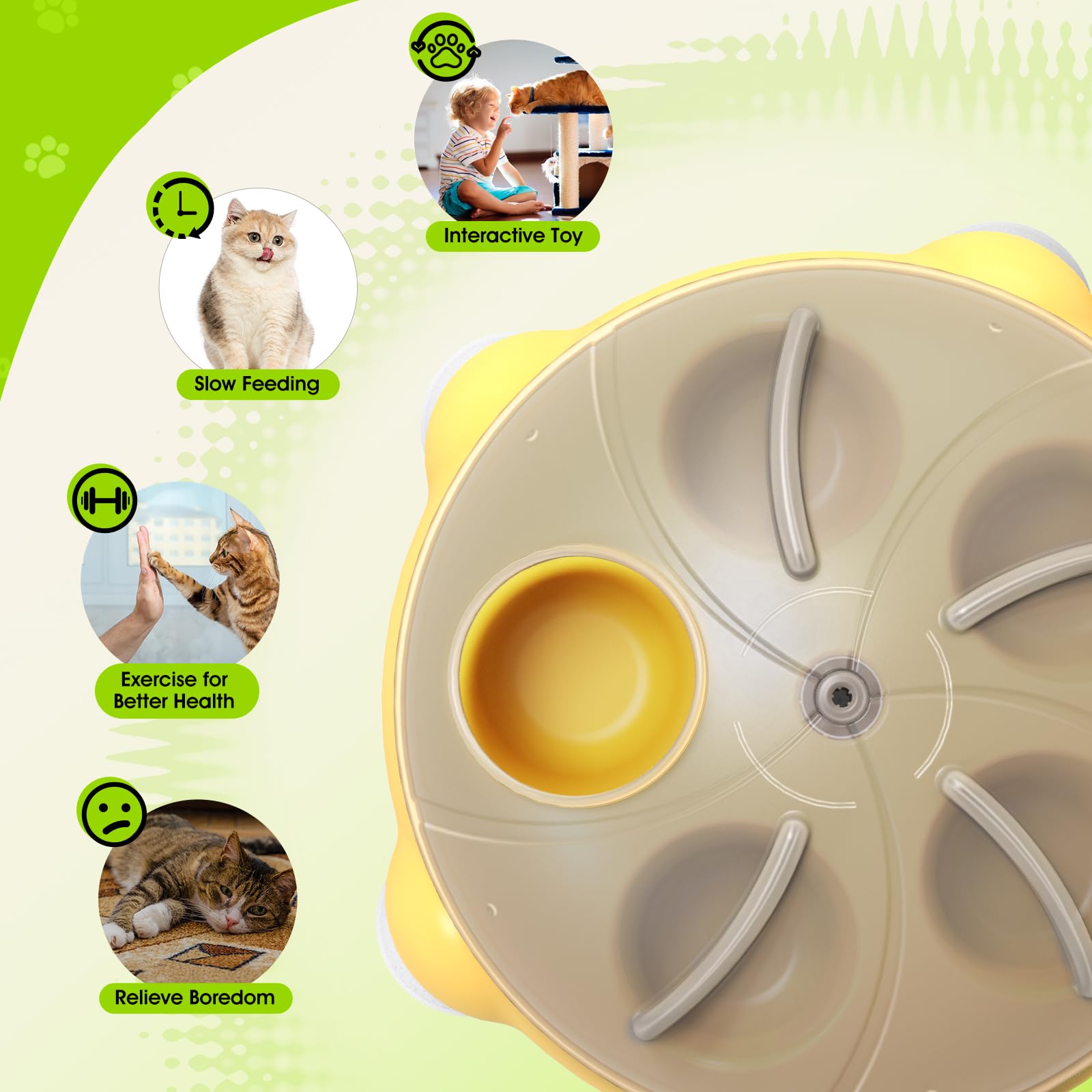 Superdesign Interactive Cat Toy, Cat Slow Feeder With A 360-Degree Rotating Design, Cat Puzzle Toy Stimulate Cats' Instincts, No