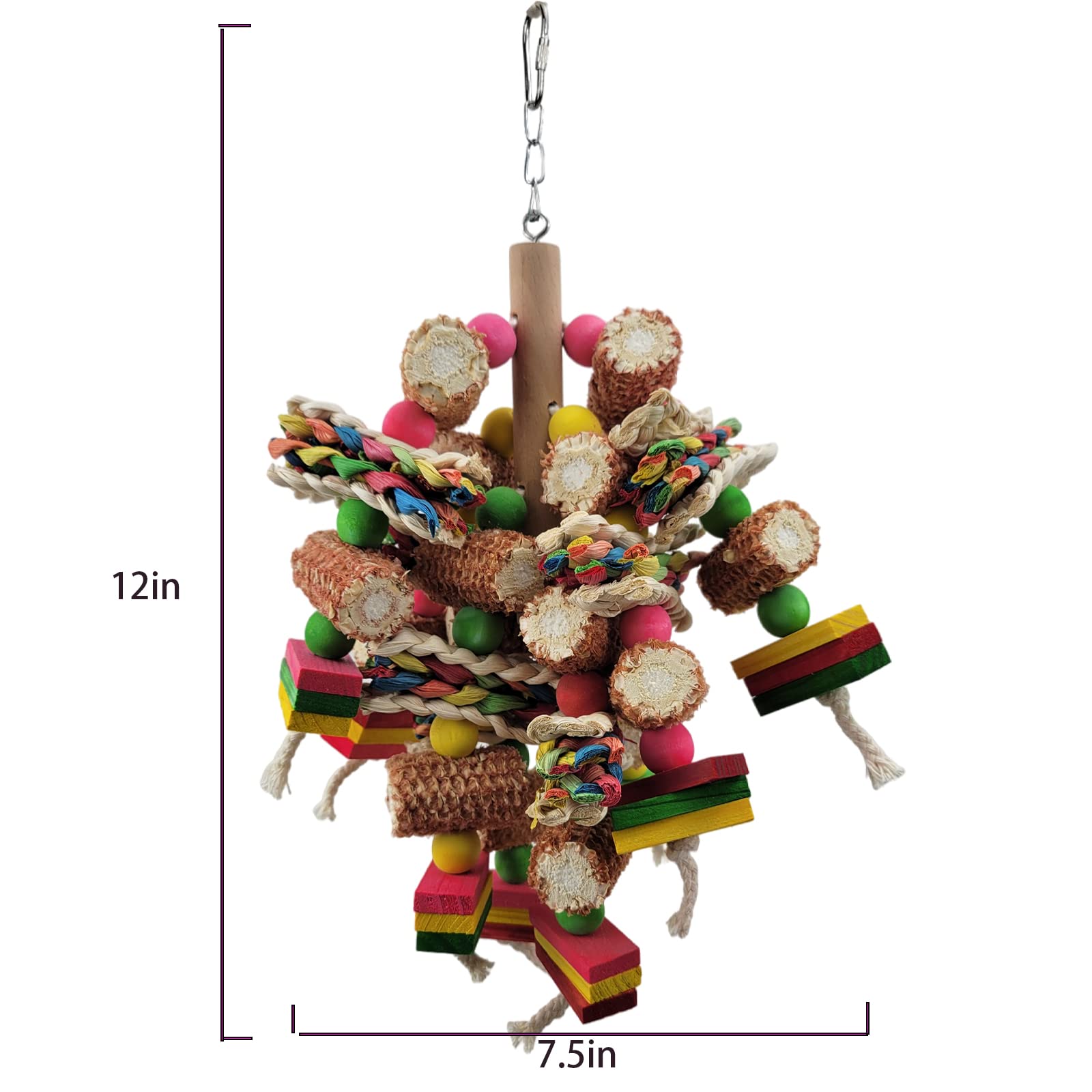 Bird Toys, Parrot Toys, Bird Toys Made Of Natural Multi-Colored Wooden Blocks For African Grey Parrots, Amazon Parrots, Small And Medium-Sized Birds To Exercise Beak Strength