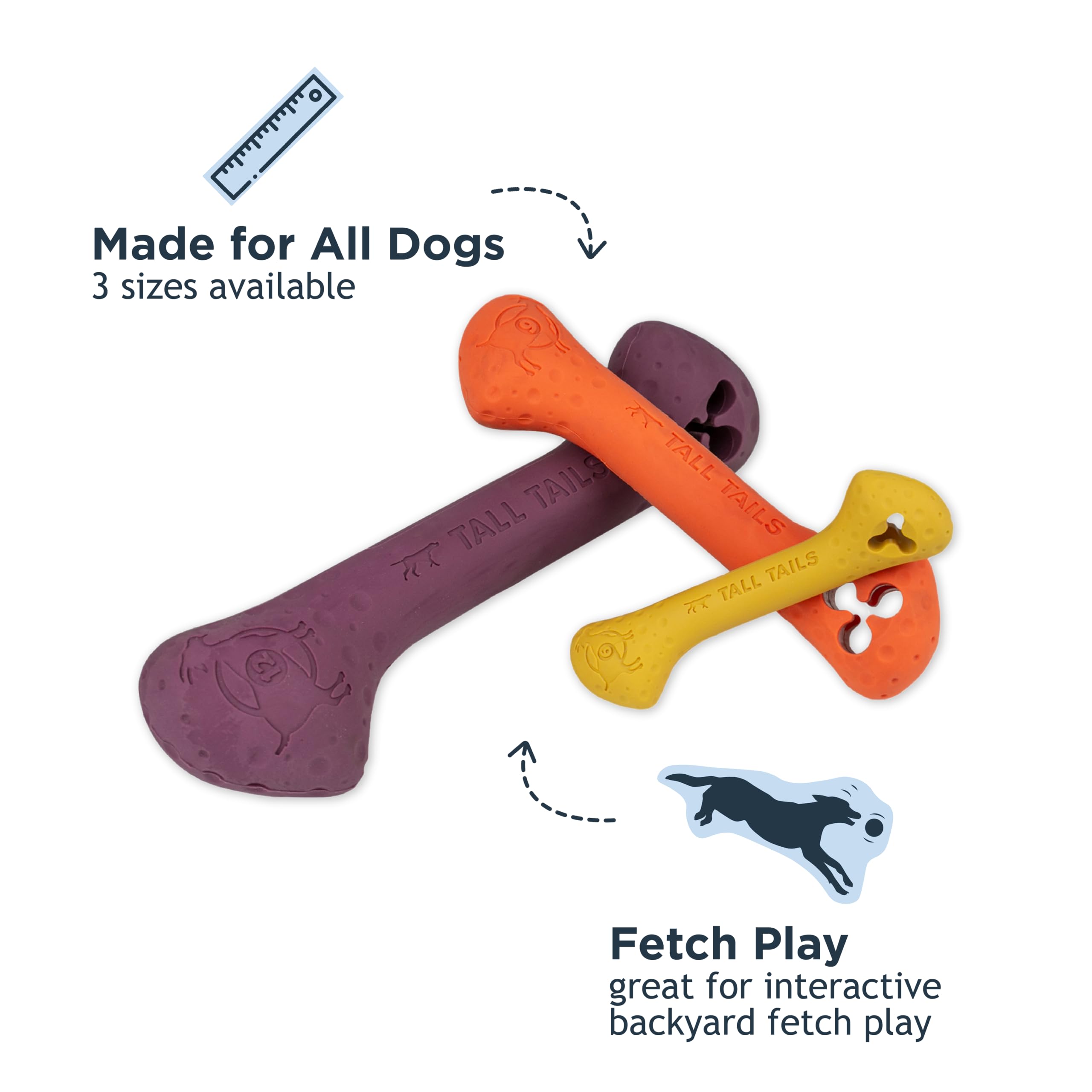 Tall Tails G.O.A.T. Greatest Of All Toys Sport Fetch Bone Toy For Dogs, Medium
