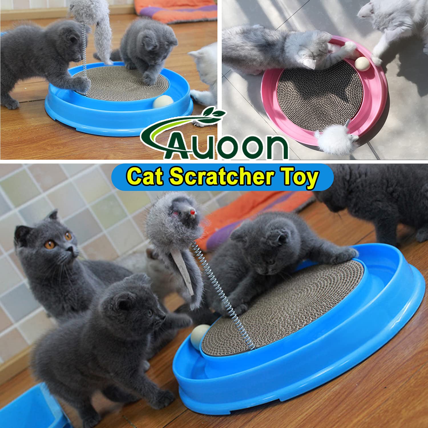 Auoon Cat Scratcher Toy, Cat Toy, Scratch Pad,Scratching Toy,Post Pad Interactive Training Exercise Mouse Play Toy With Ball For Cat Kitty Puppy