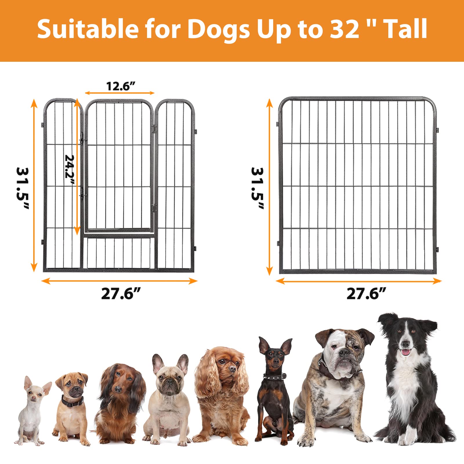 Zeny Dog Playpen Outdoor, Indoor Pet Pen, 16 Panels Dog Fence For Small/Medium Dogs, 32 Inch Heavy Duty Pet Exercise Pen For Rab