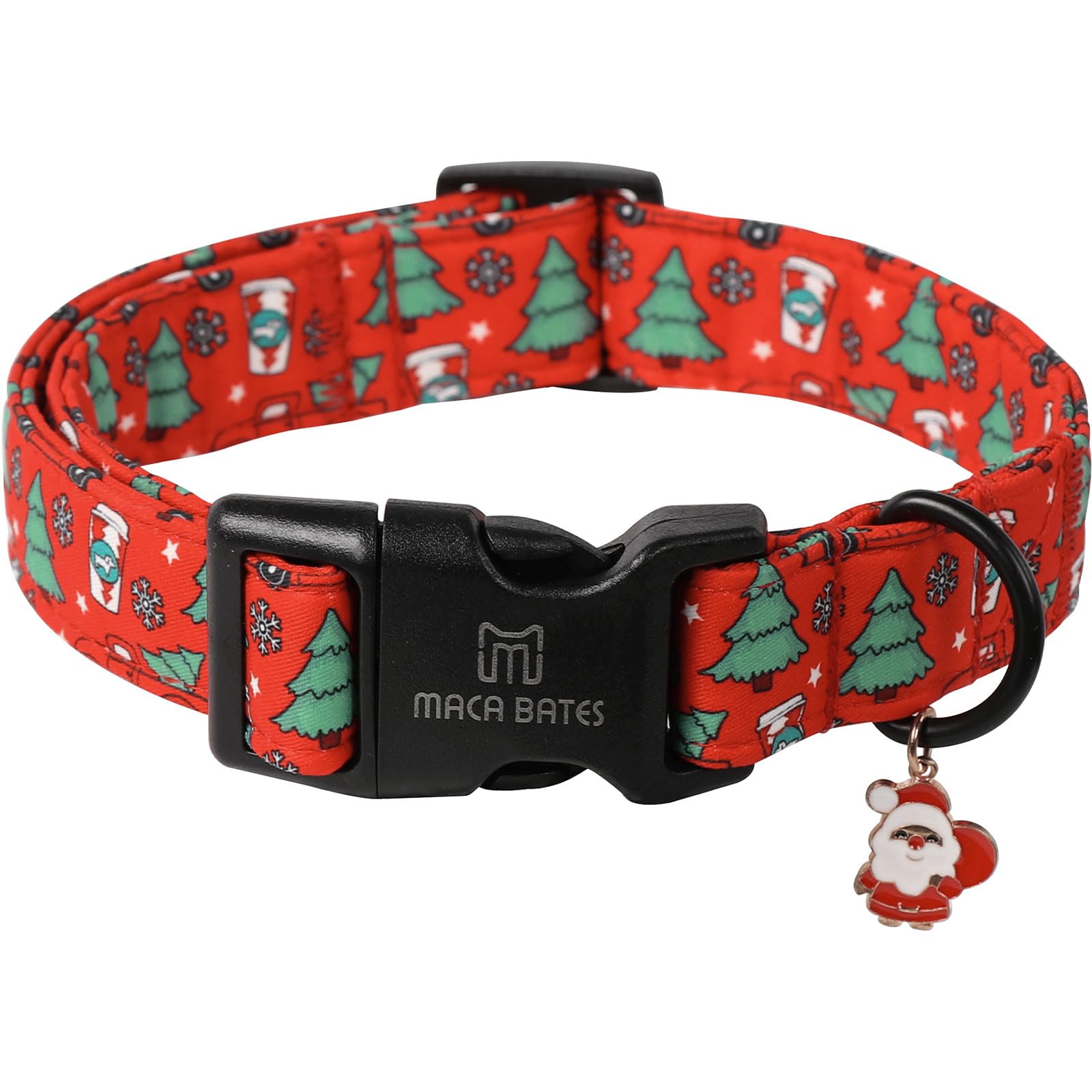 Maca Bates Christmas Tree Cute Dog Collar Red Puppy Collars Durable Comfortable Adjustable Birthday Gift For Xs Small Medium Lar