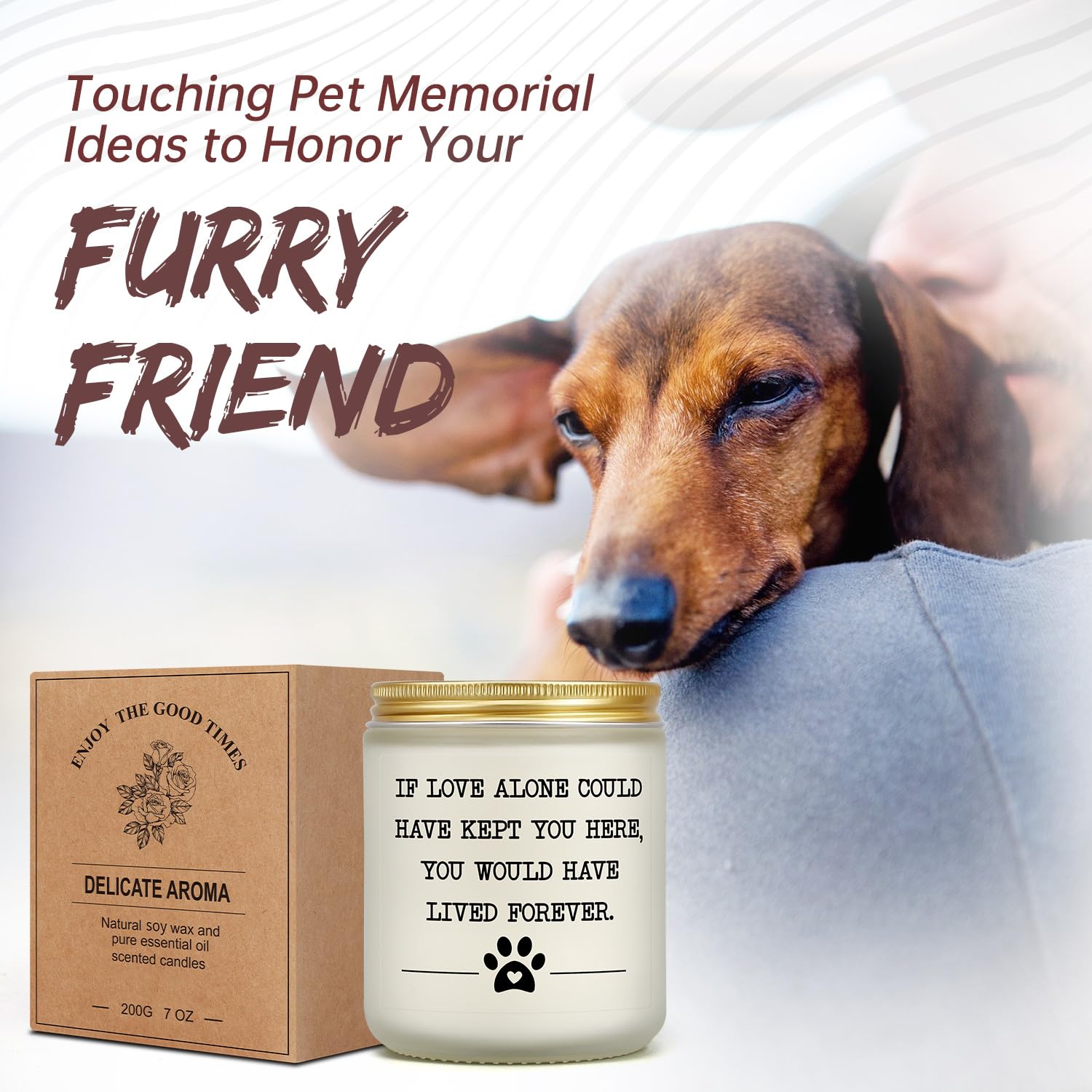 Pet Memorial Gifts For Loss Of Dog Cat, Sympathy Gift For Pets Loss, Dog Bereavement Cat Memorial Candle, Remembrance Present In