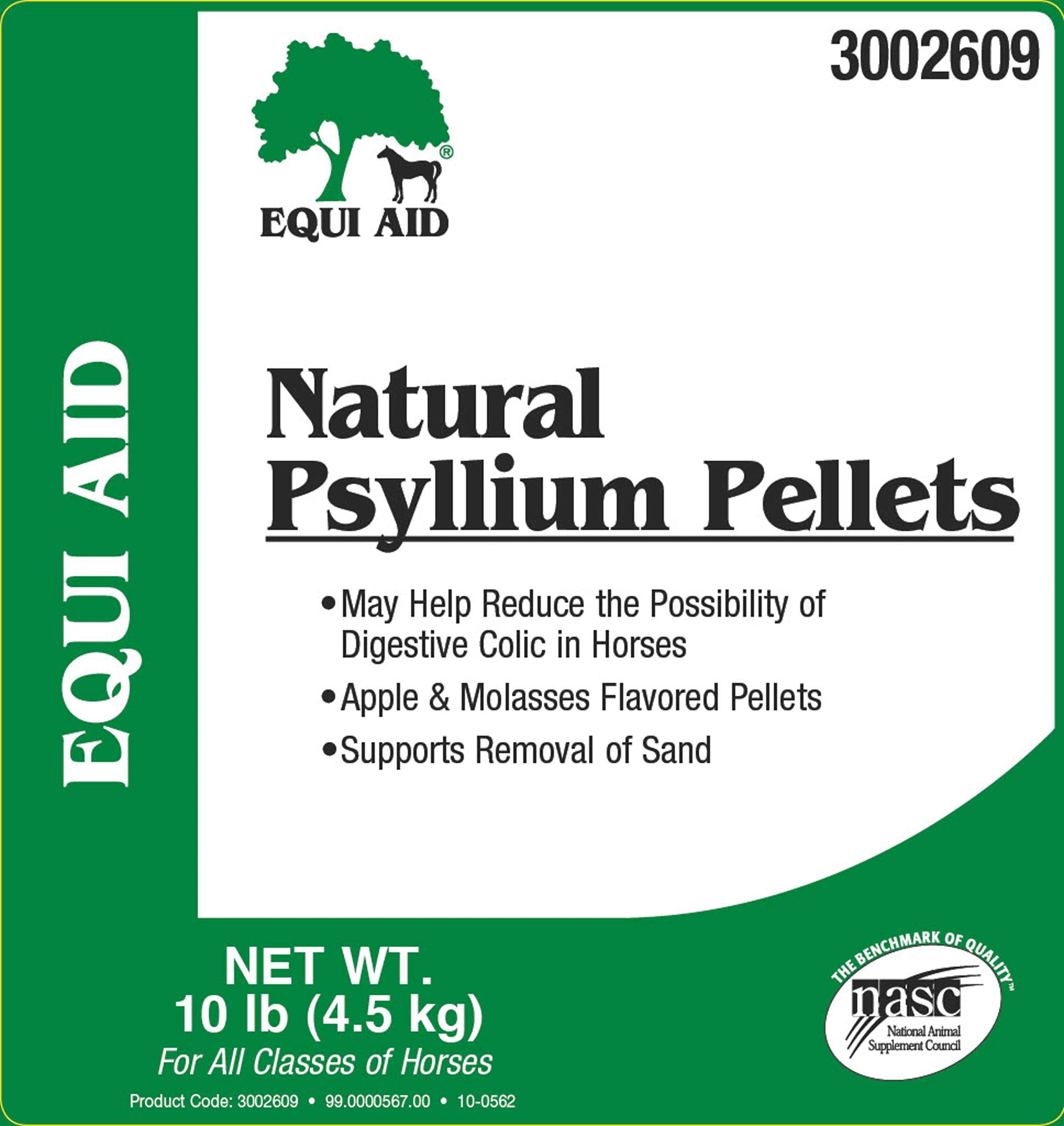 Farnam Equi Aid Natural Horse Psyllium Pellets Supplement, Supports Removal of Sand & Dirt From the Ventral Colon, 10 Pounds, 32