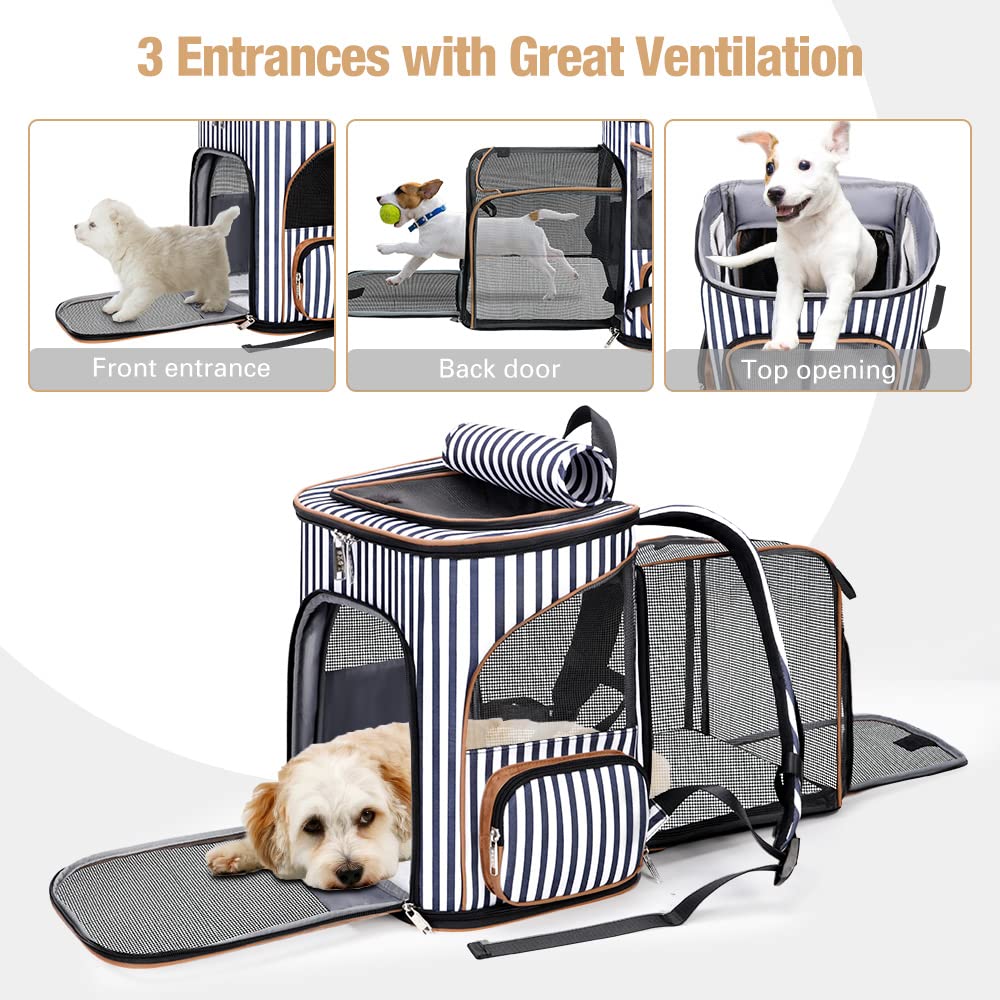 Lekereise Pet Carrier Backpack Expandable Cat Backpack For Small Dogs Cats, Dog Backpack Bag With Breathable Mesh And Inner Safe