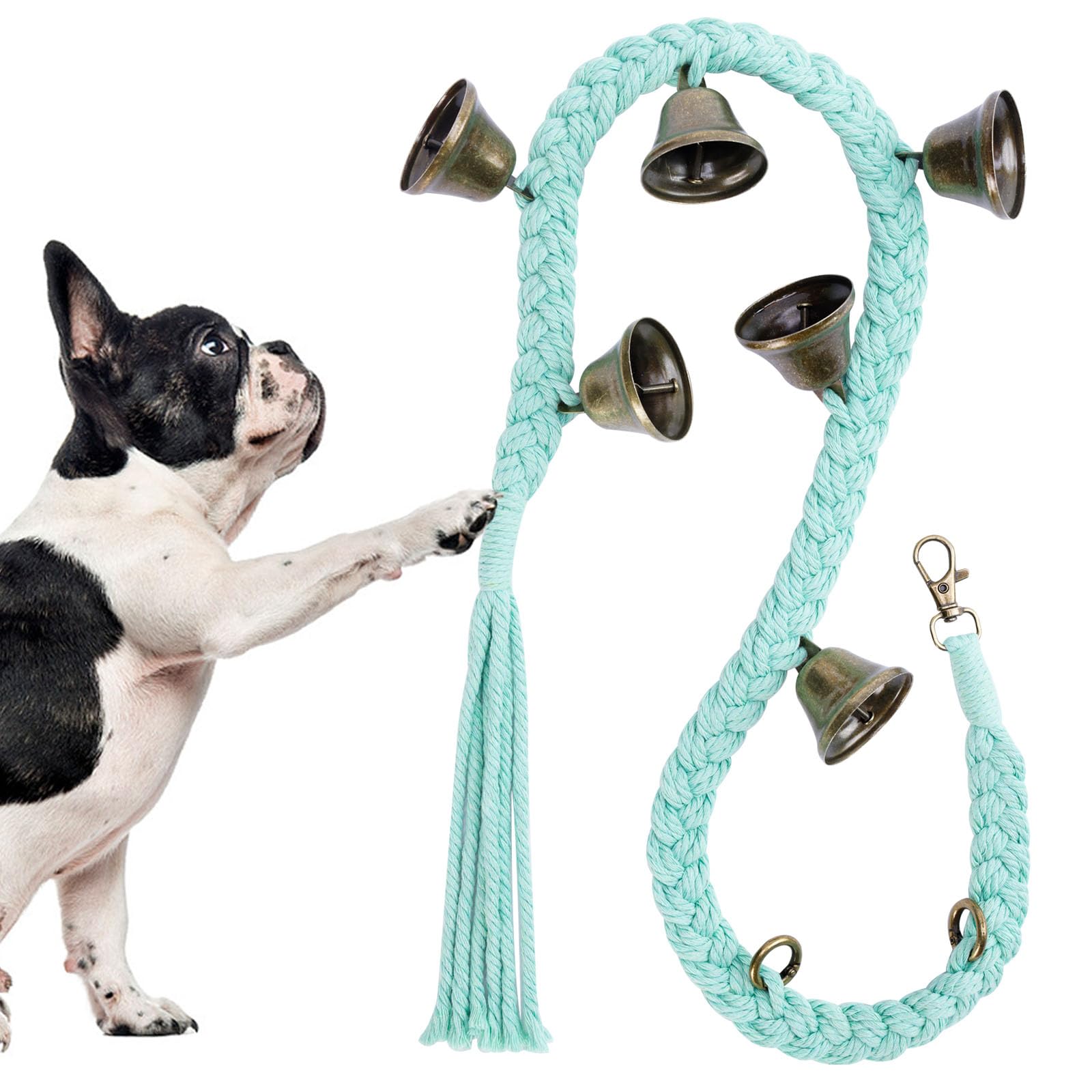 Dog Bell For Door Potty Training, Cotton Handwoven Dog Doorbell With 6 Extra Loud Bells For Dog Training, Adjustable Hanging Doo