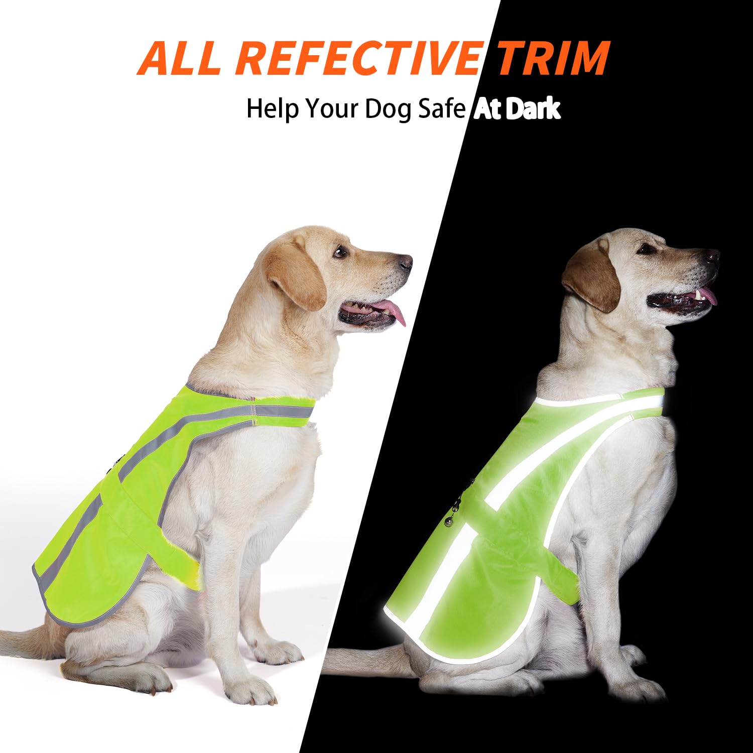 Reflective Dog Vest For Large And Xl Breeds, High Visibility Dog Safety Vest Harness With Removable Bell Keep Safe From Hunting,