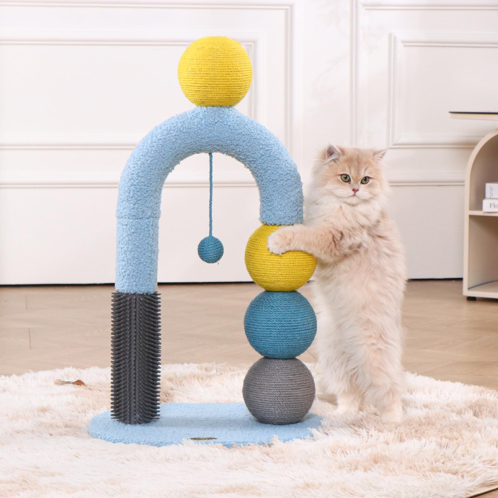 Pawpalace Durable Cat Scratching Post, Natural Sisal Cat Scratcher For Indoor Cats And Kittens, Small Cat Post With Dangling Bal