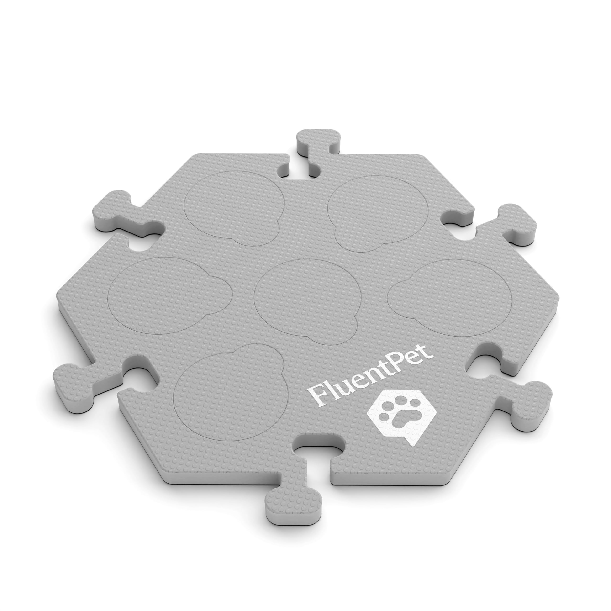 Fluentpet Hextile - Light Gray | Talking Dog And Cat Button Mat | Can Hold Up To 6 Buttons | Soft, Durable, And Non-Slip | Gift 