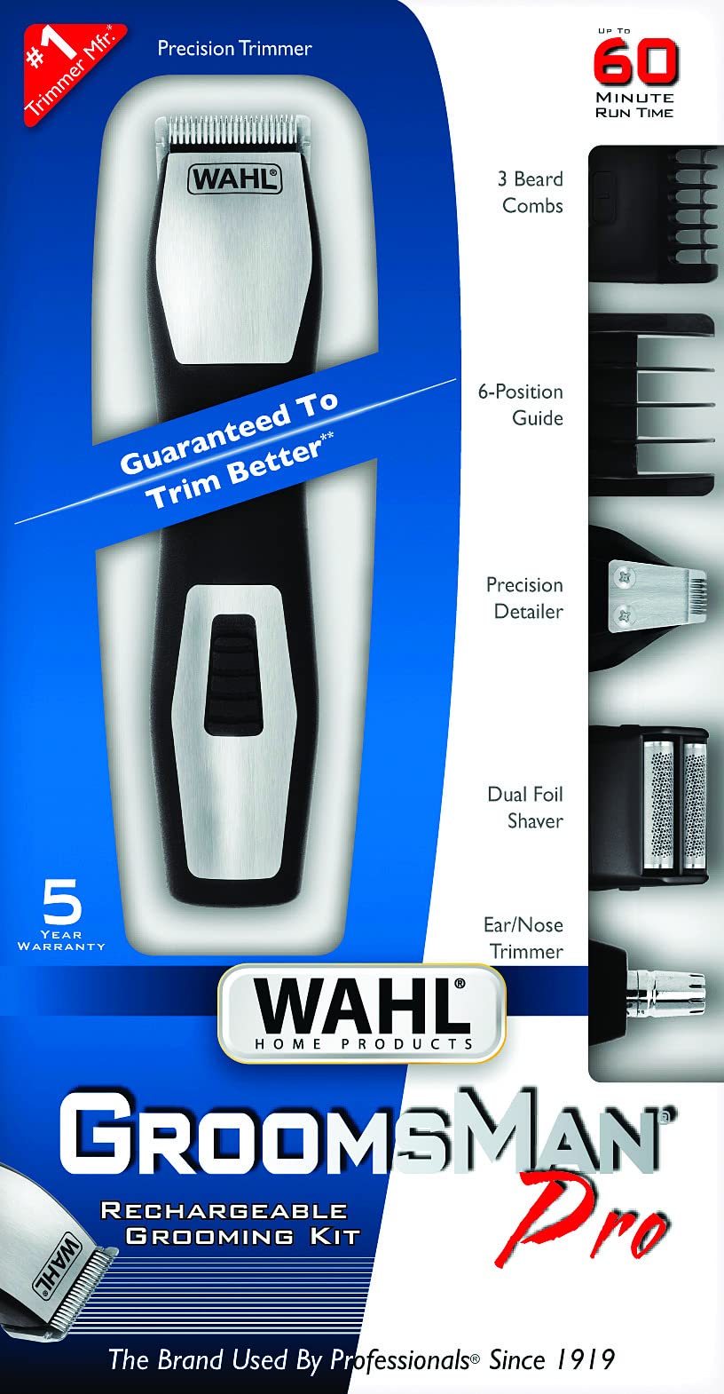 Wahl 9855-300 Groomsman Pro All-In-One Rechargeable Grooming Kit, Black/Silver