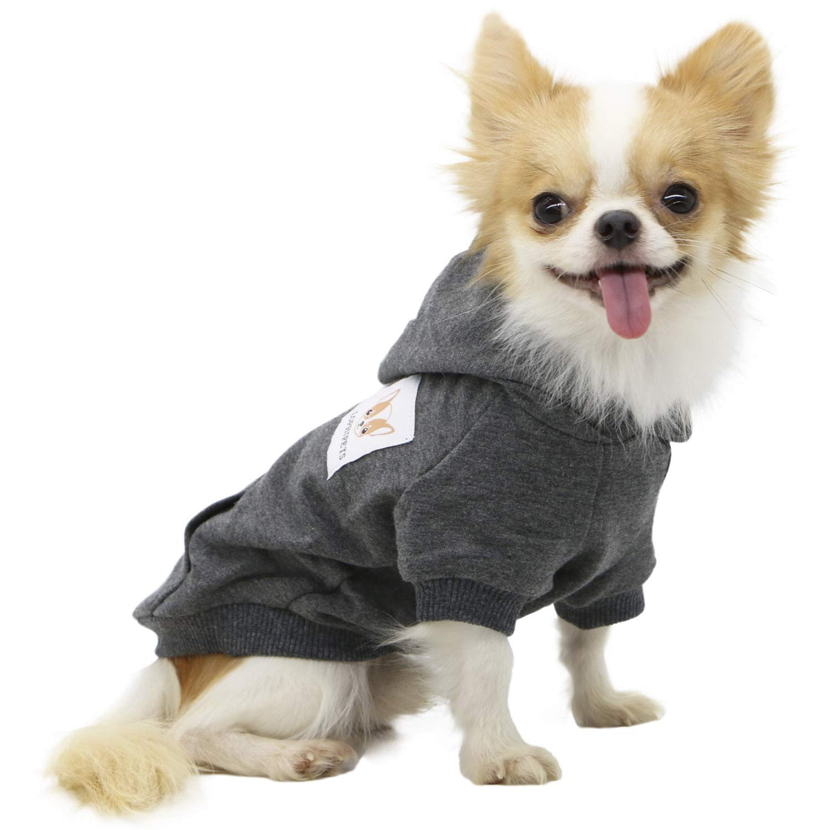 Lophipets Dog Cotton Hoodies Sweatshirts For Small Dogs Chihuahua Puppy Clothes Cold Weather Coat-Charcoal/S