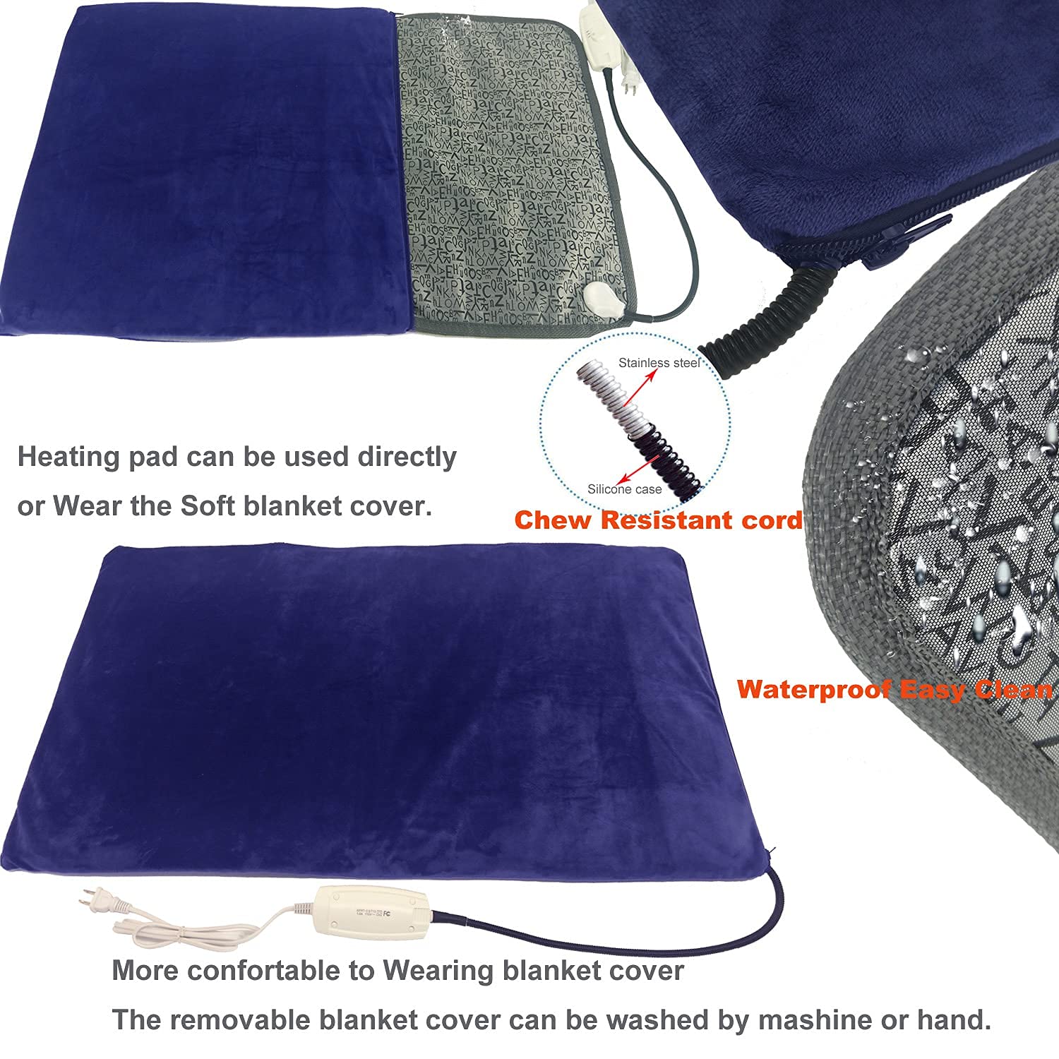 Pet Heating Pad For Large Dog Cat Heated Bed Dog Heating Pad 34 '' X 21 '' With Soft Washable Cover Electric Heating Pad Keep Pe