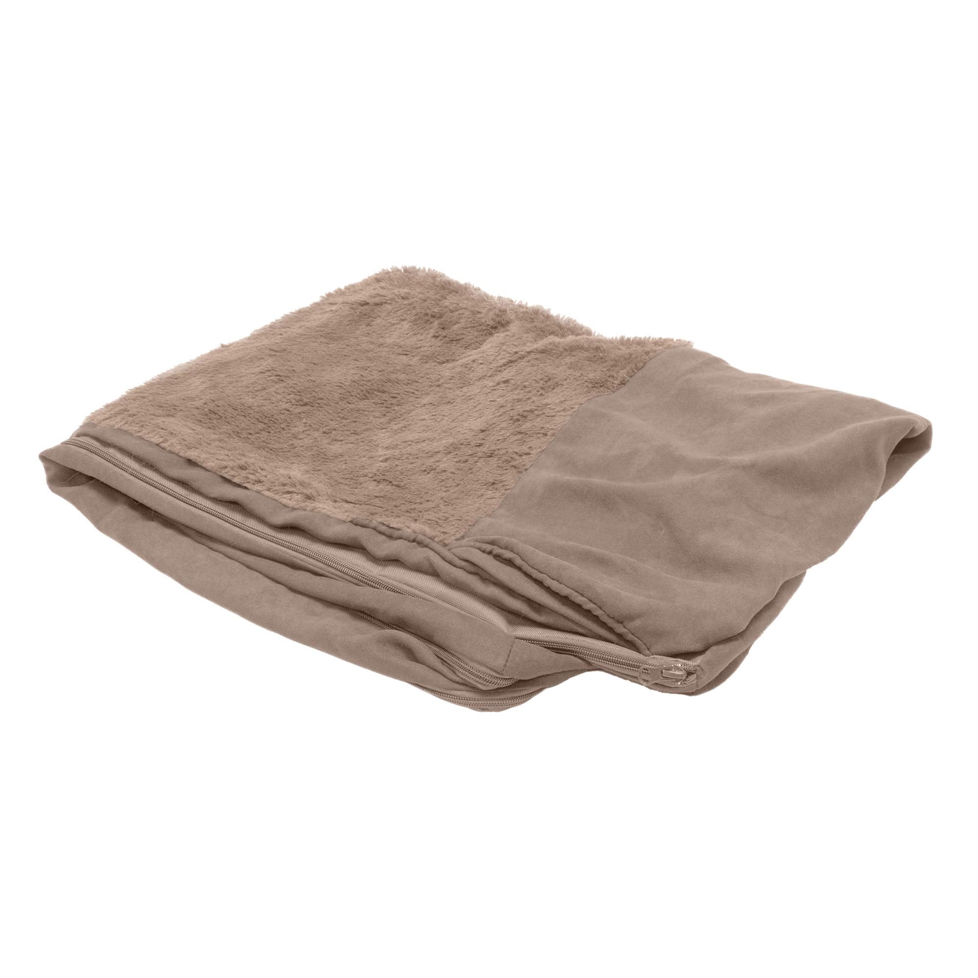 Furhaven Replacement Dog Bed Cover Plush & Suede Sofa-Style, Machine Washable - Almondine, Jumbo Plus (Xx-Large)