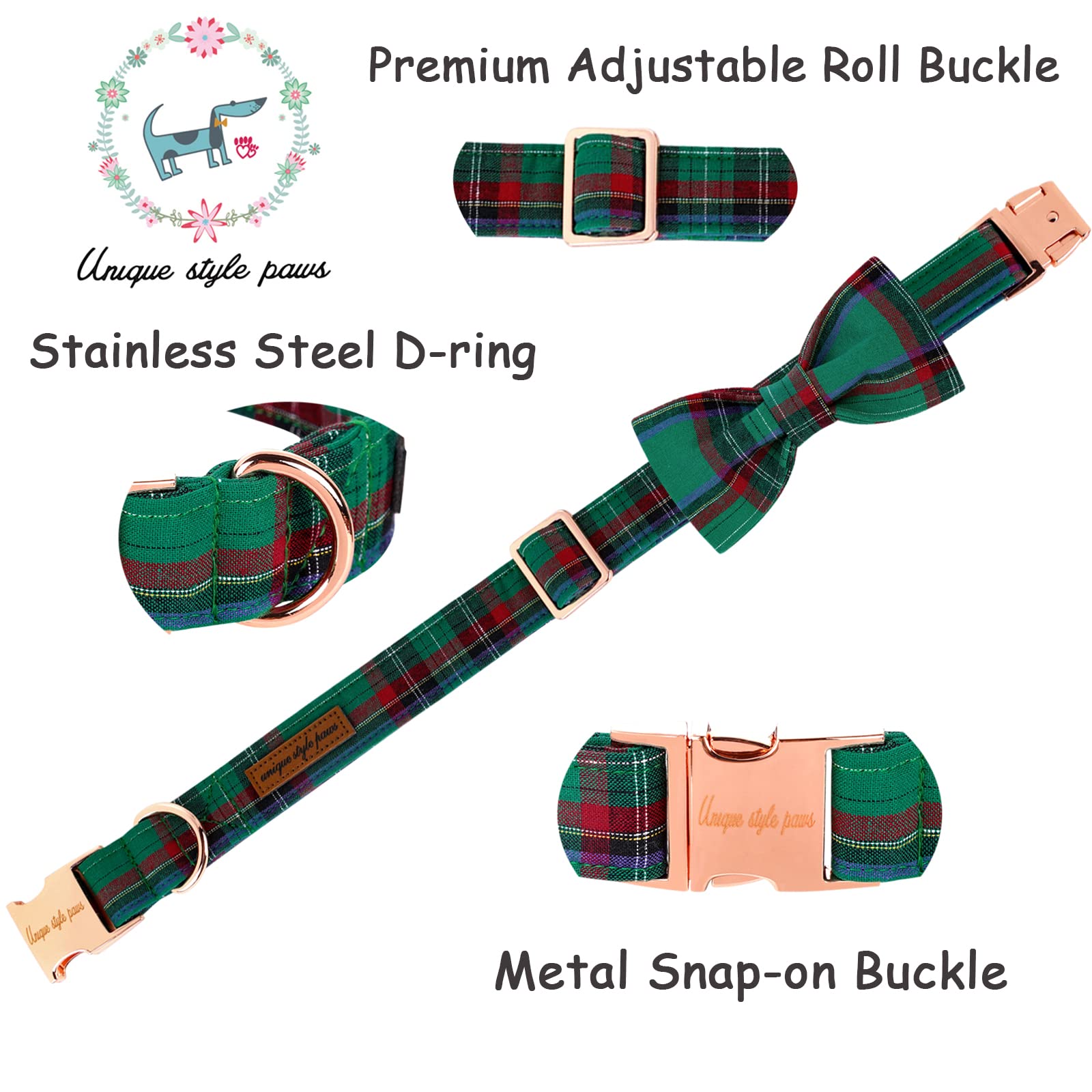 Usp Pet Soft&Comfy Bowtie Dog Collar And Cat Collar Pet Gift For Dogs And Cats Adjustable Pure Cotton Collars 6 Sizes And 5 Patterns