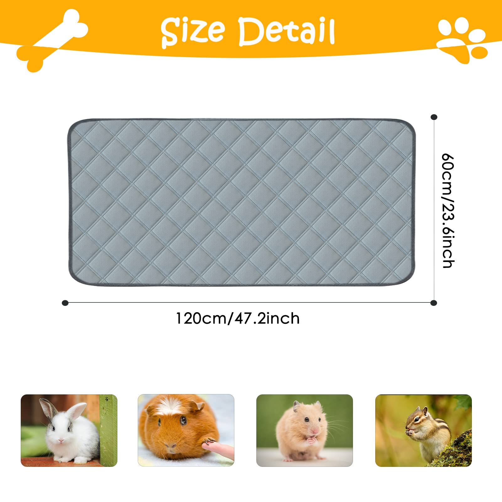 Mooydee 2 Pack Guinea Pig Cage Liners Washable Guinea Pig Bedding Waterproof | Super Absorbent | Non Slip | Reusable Guinea Pig