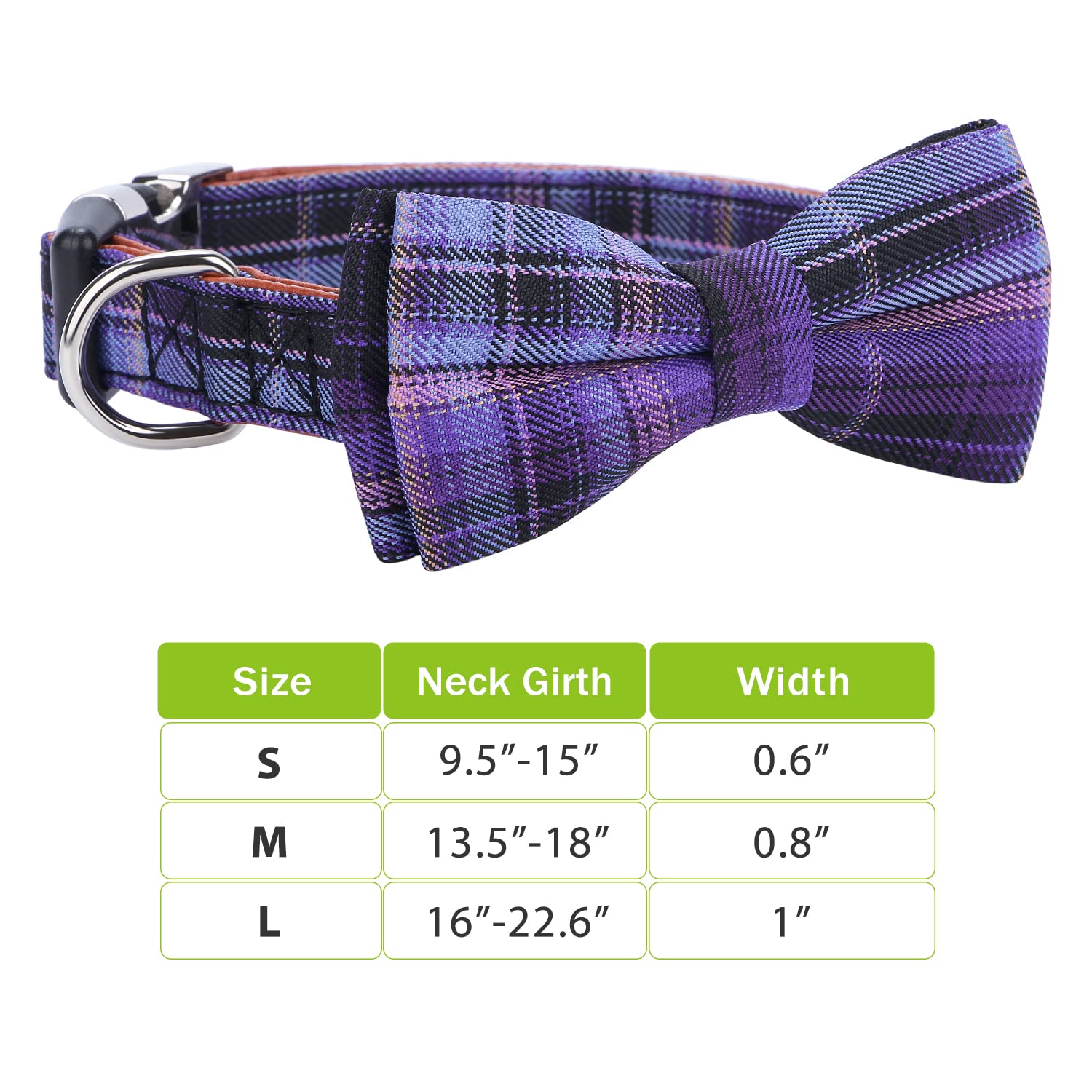 Faleela Soft &Comfy Bowtie Dog Collar,Detachable And Adjustable Bow Tie Collar,For Small Medium Large Pet (Purple, Large(Pack Of