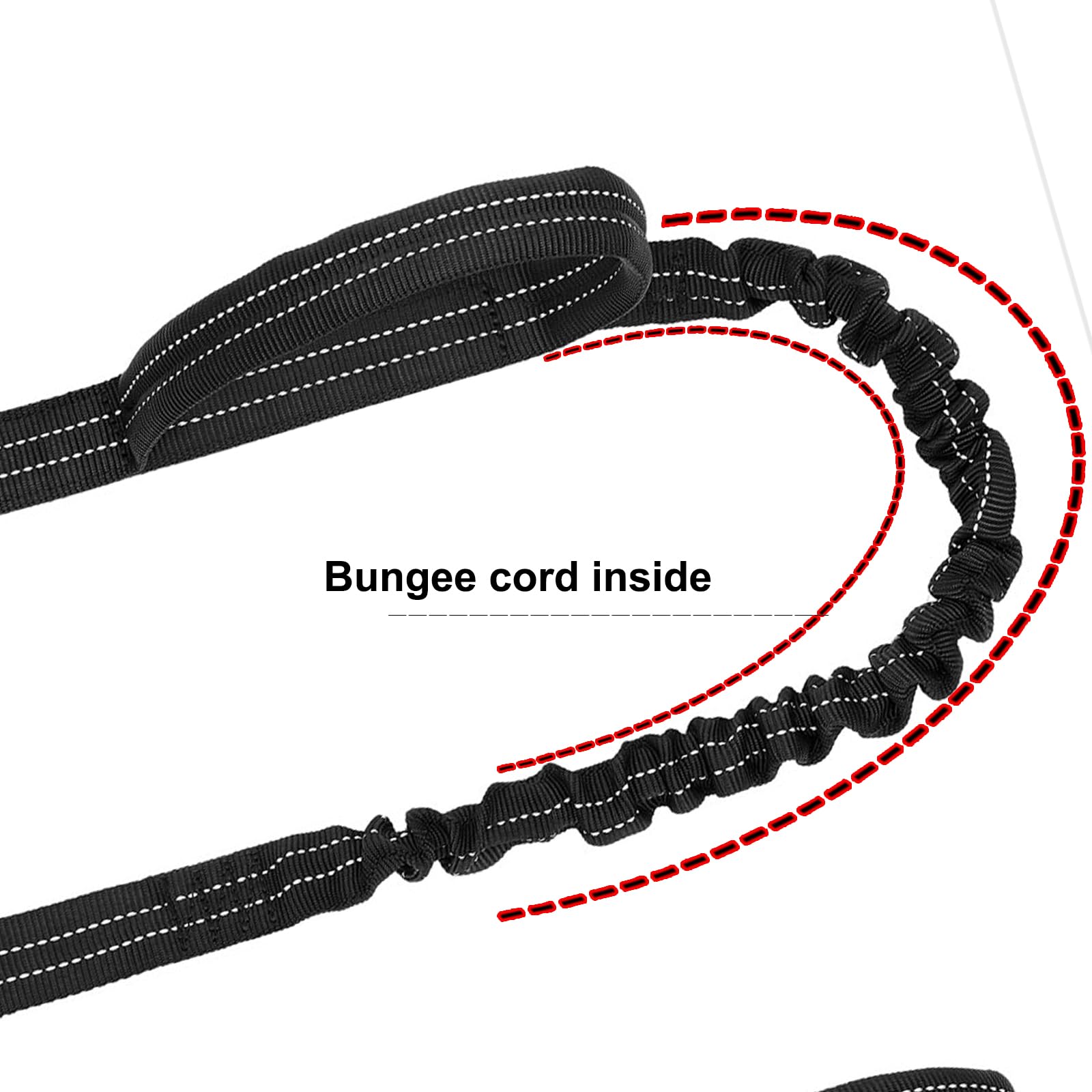 Icefang Tactical Dog Leash,K9 Training Walking Bungee Lead With 2 Control Handle,Heavy Duty Quick Release Metal Clasp,Hands Free