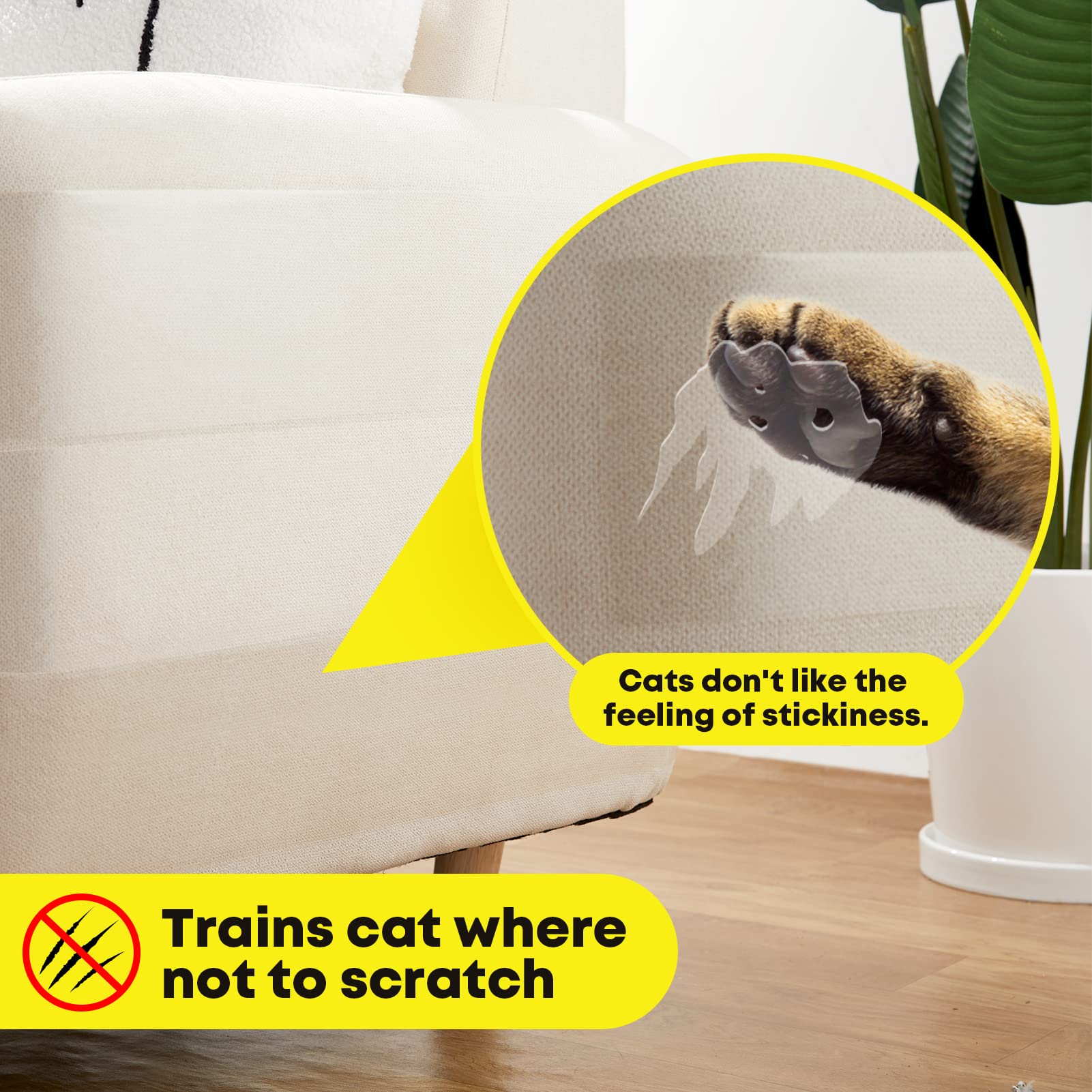 One Sight Cat Scratch Furniture Protector, 4 Inches X 30 Yards, Couch Protector For Cats, Cat Scratch Deterrent For Furniture, Double Sided Tape Anti Cat Scratch Protector Cat Training Tape For Sofa