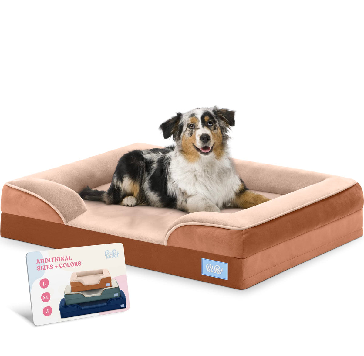 Pitpet Large Dog Bed - Orthopedic Foam, Plush Velvet, Waterproof, Easy Care, Dog-Friendly