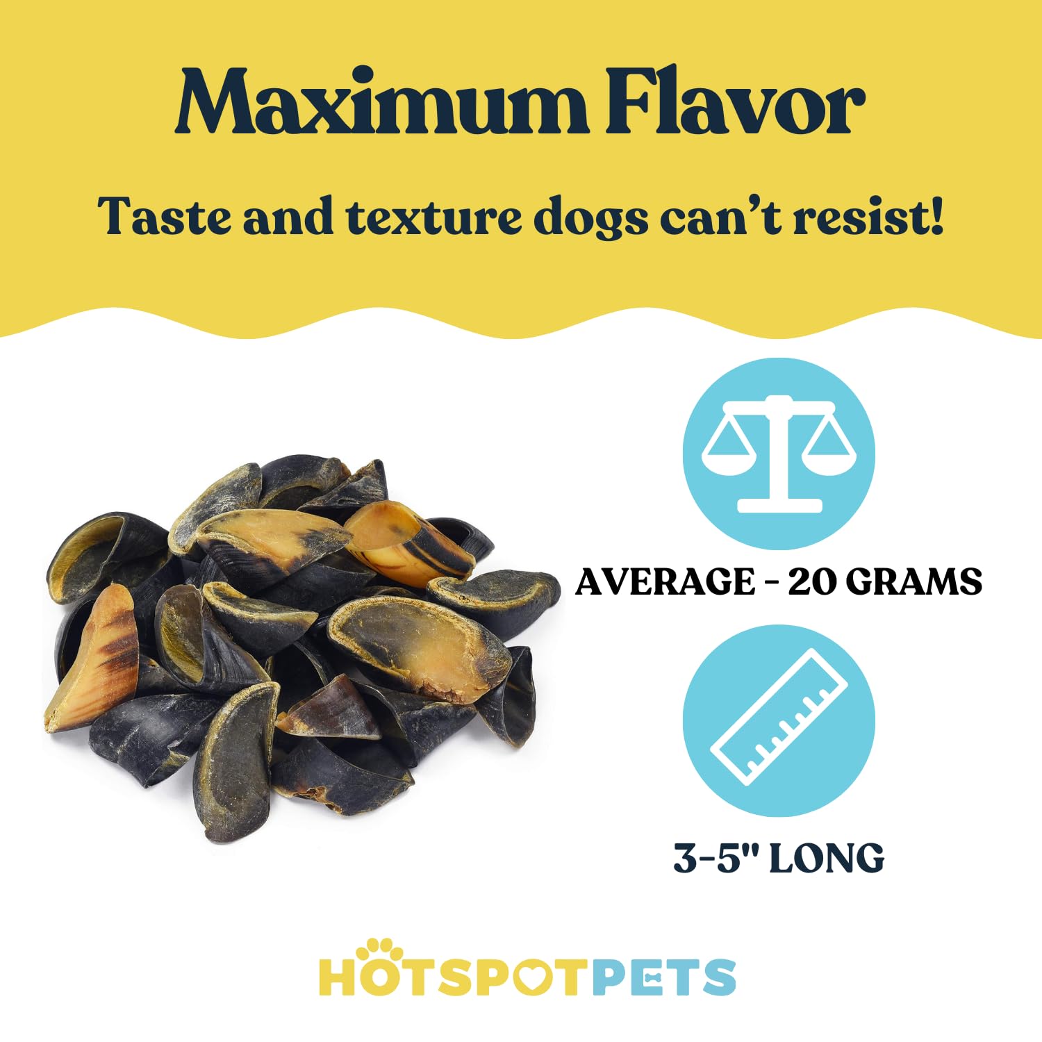 Full-Size Cow Hooves for Dogs (25 Pack) | All-Natural Long Lasting Dog Chews | Made from Grass Fed Cattle | Tasty Treat for Oral