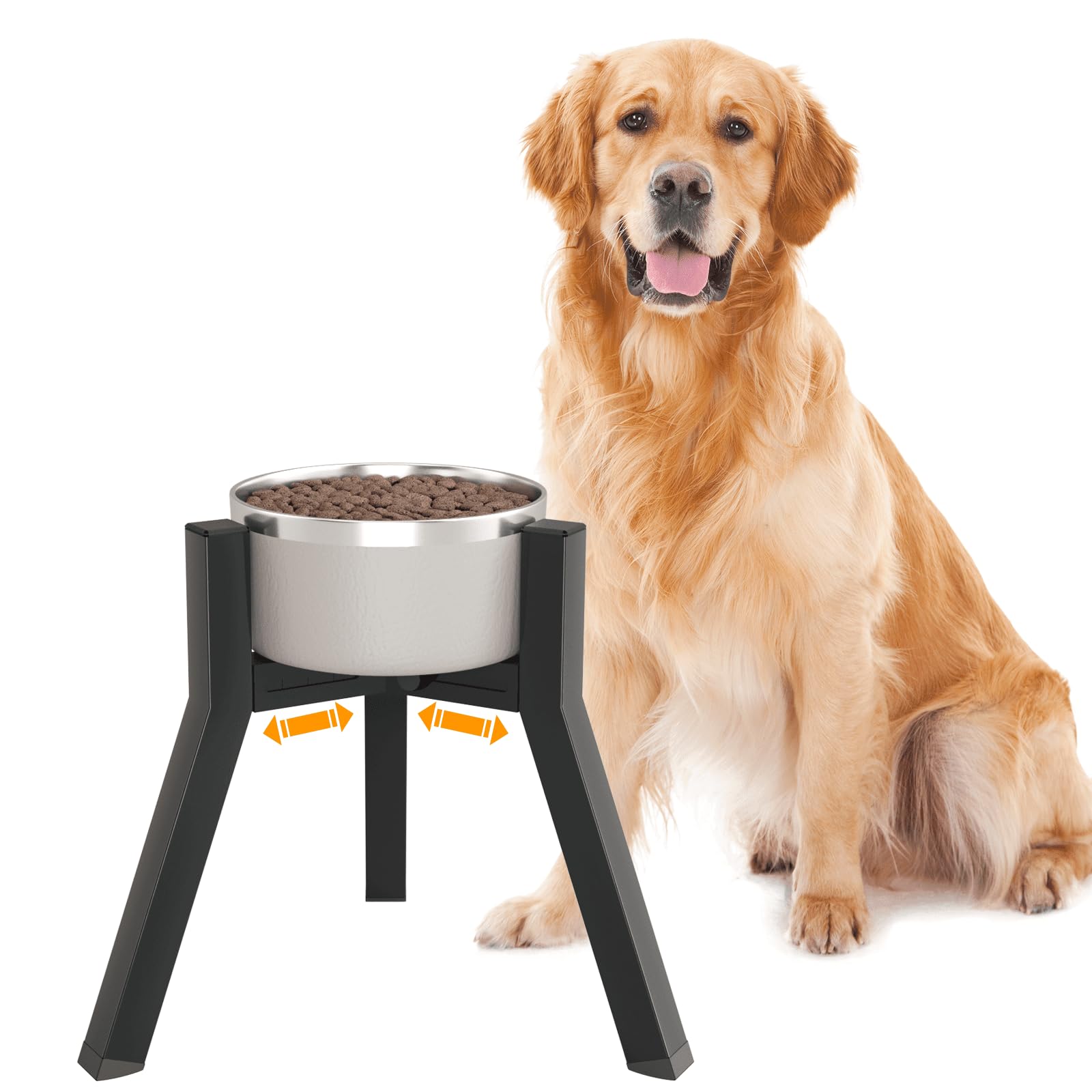 Tidant Elevated Dog Bowl Stand For Medium To Large Dogs, Adjustable Width For 7-10.6'' Bowls, 11'' Tall Single Holder, Black