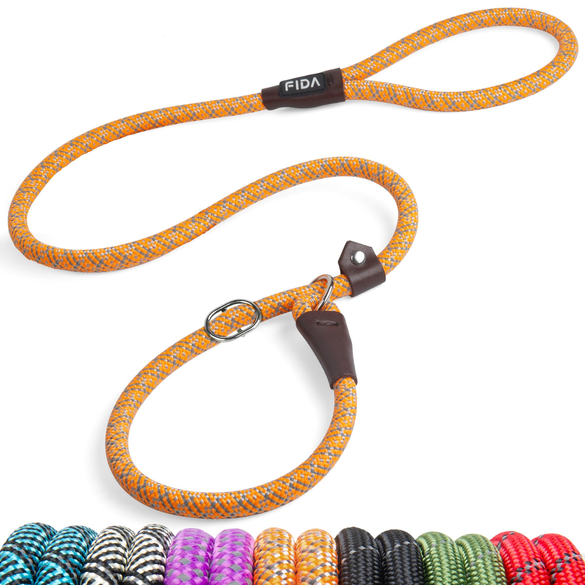 Fida Slip Leads For Dogs, 4 Ft X 1/2' Dog Leash Heavy Duty Comfortable Strong Rope Leash For Large, Medium Dogs, No Pull Pet Tr