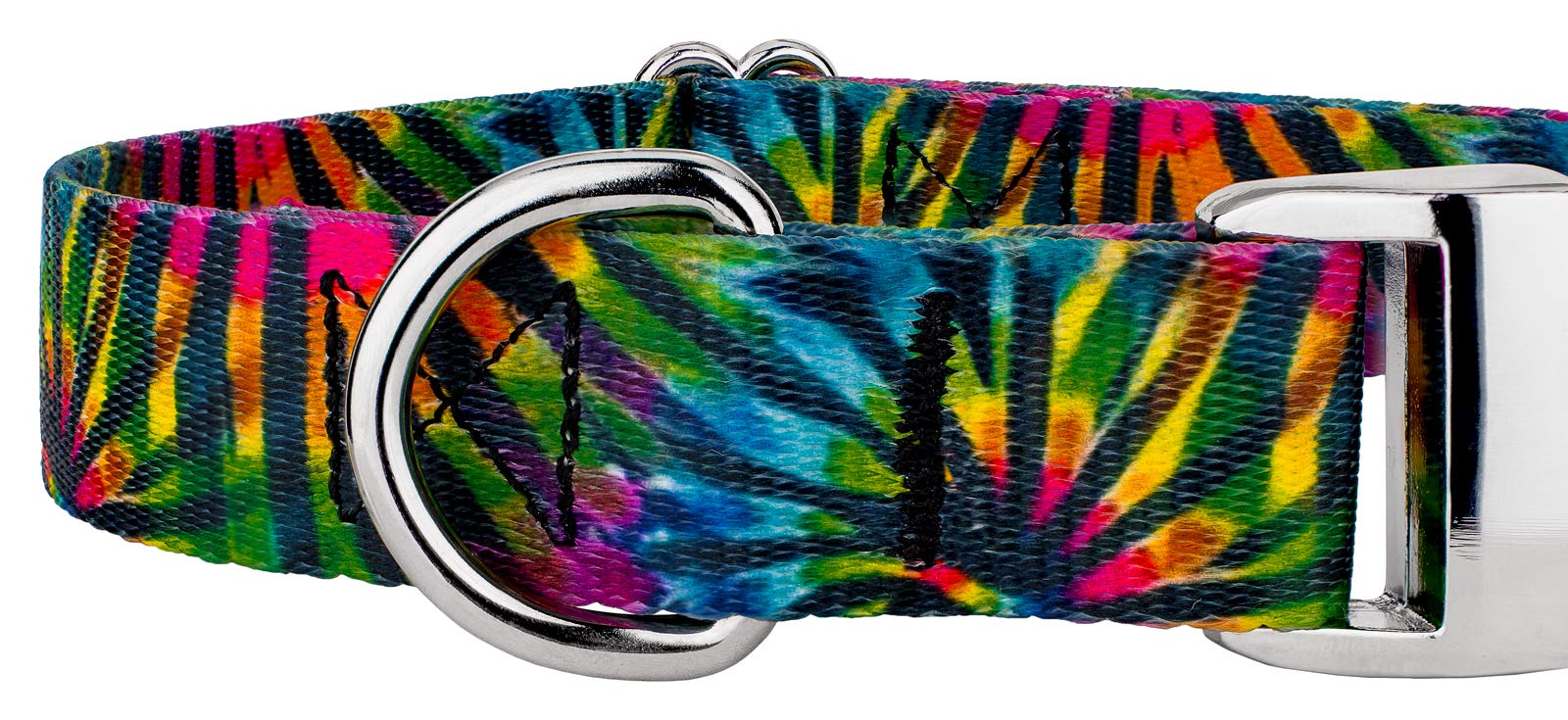 Country Brook Petz - Tie Dye Stripes Premium Dog Collar And Leash Set - Groovy Collection With 5 Far Out Designs (1 Inch, Large)