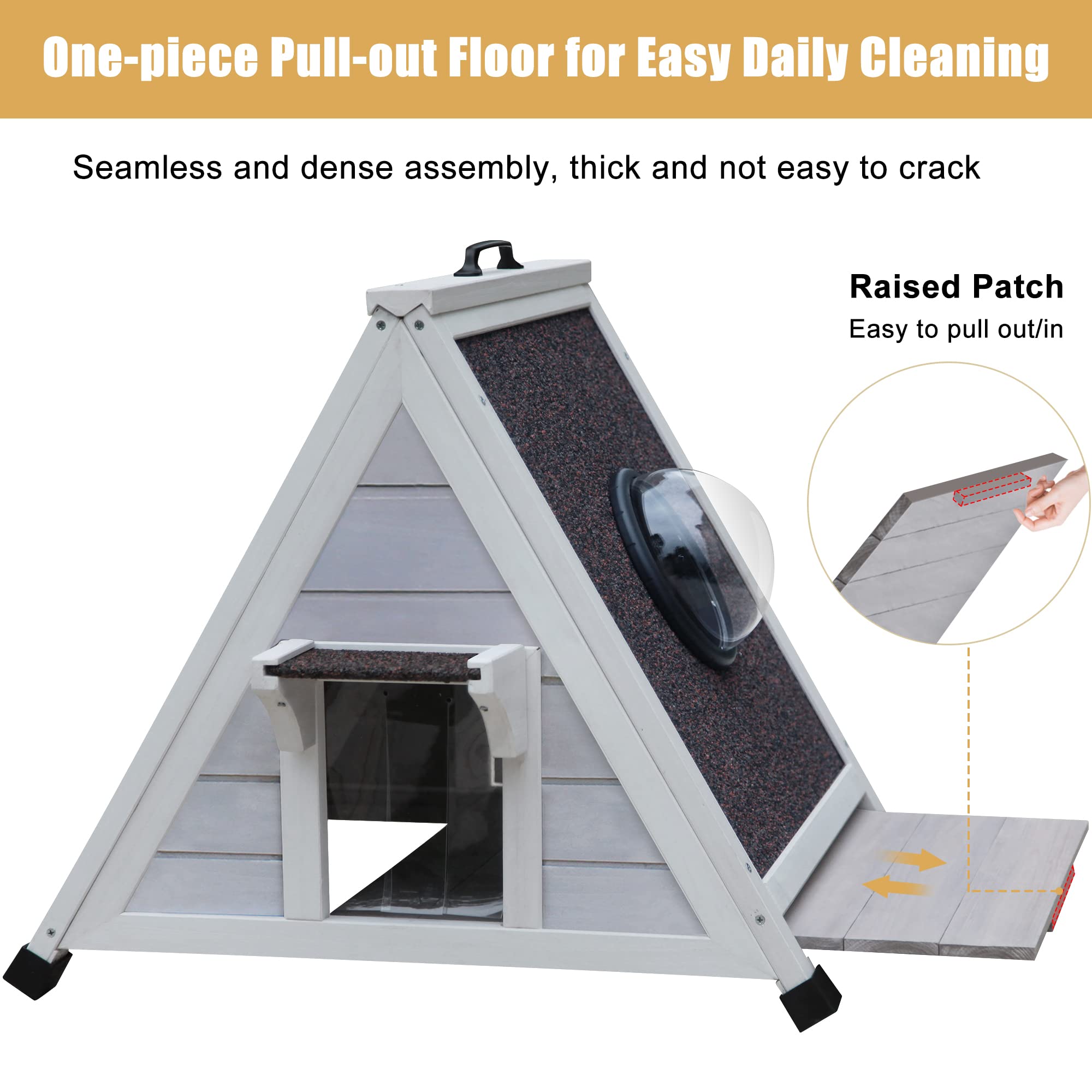 Deblue Weatherproof Outdoor Feral Cat House, Feral Cat House With Escape Door And Clear Window, Small Animal House And Habitats-