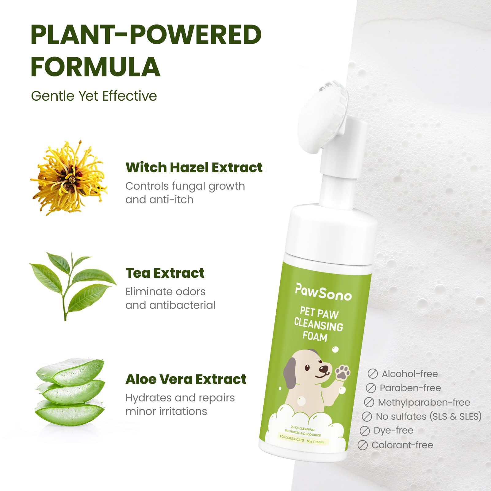 Pawsono Paw Cleaner For Dogs & Cats, No-Rinse Foaming Pet Foot Washer With Built-In Scrubber Brush For Dirty, Muddy Paws - Suita
