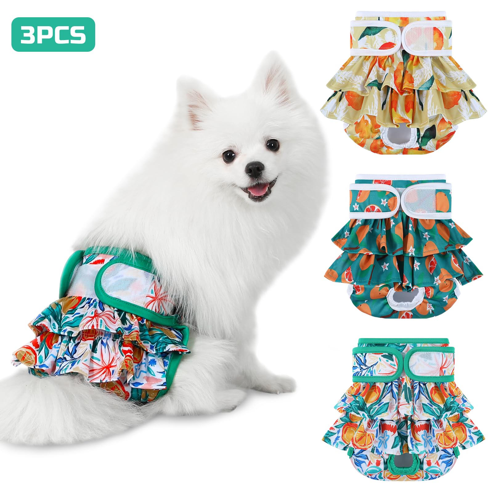 Mengelina Dog Diapers Female Washable (3 Pack), Reusable Dog Period Diapers Female Doggie Diapers Puppy Diapers Female Dog Diape