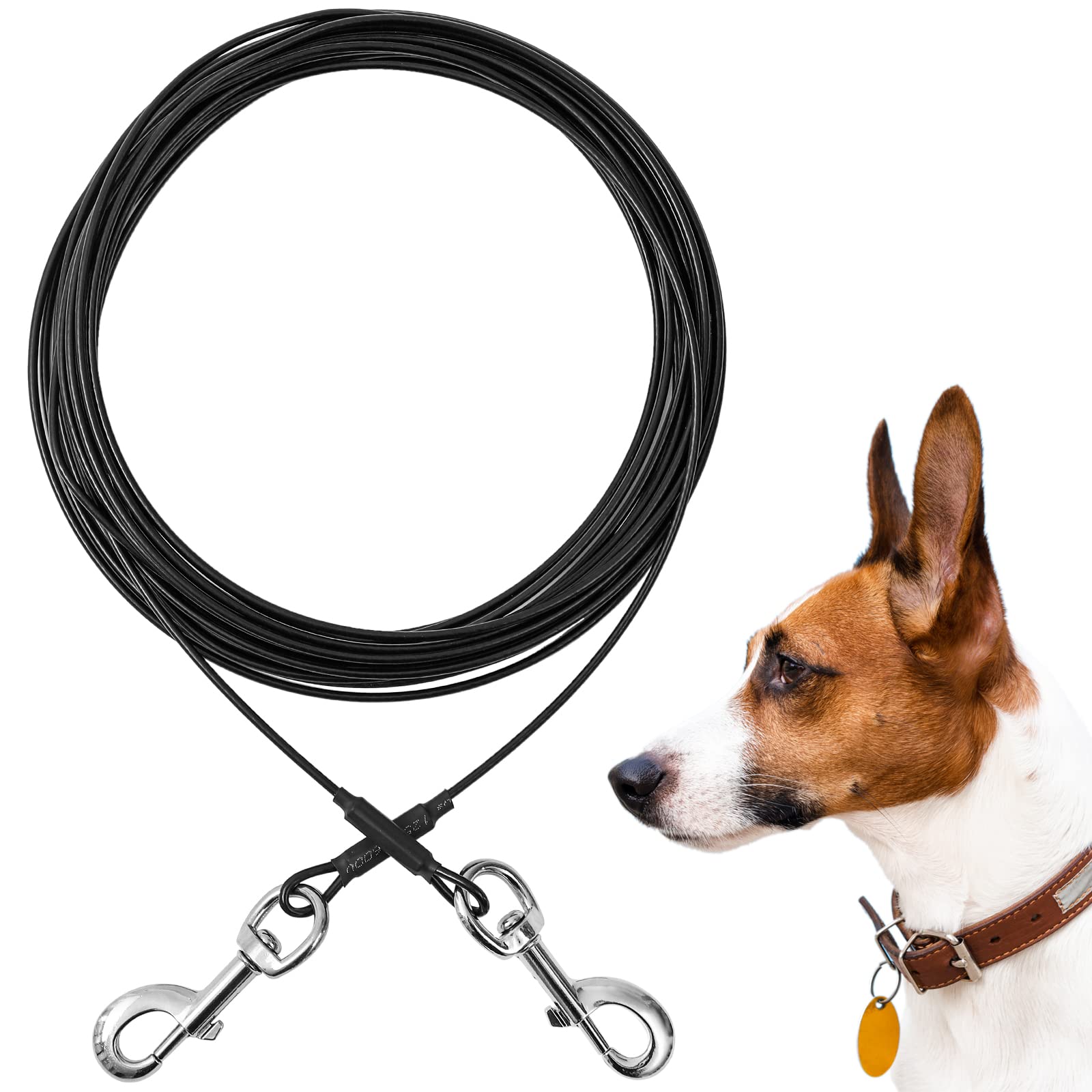 Tie Out Cable For Dogs, 20/30/50/100Ft Dog Leads For Yard Chew Proof, Heavy Duty Dog Tie Out Cable For Large Dogs Up To 250Lbs, 