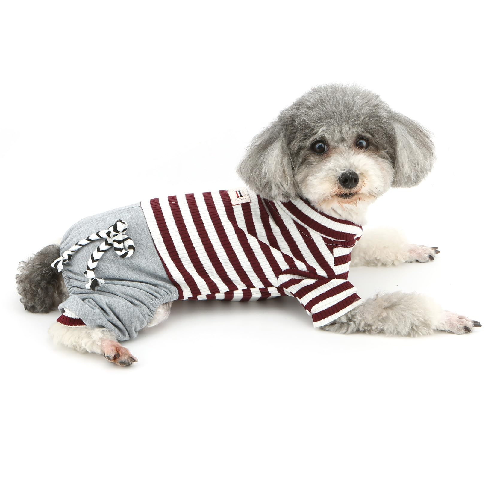 Ranphy Stripe Small Dog Outfits Cotton Jumpsuit Puppy Pajamas With Pant Cat Apparel Pyjamas Pjs Shirt For Yorkie Chihuahua Boys Pet Clothes Brown Size Xl