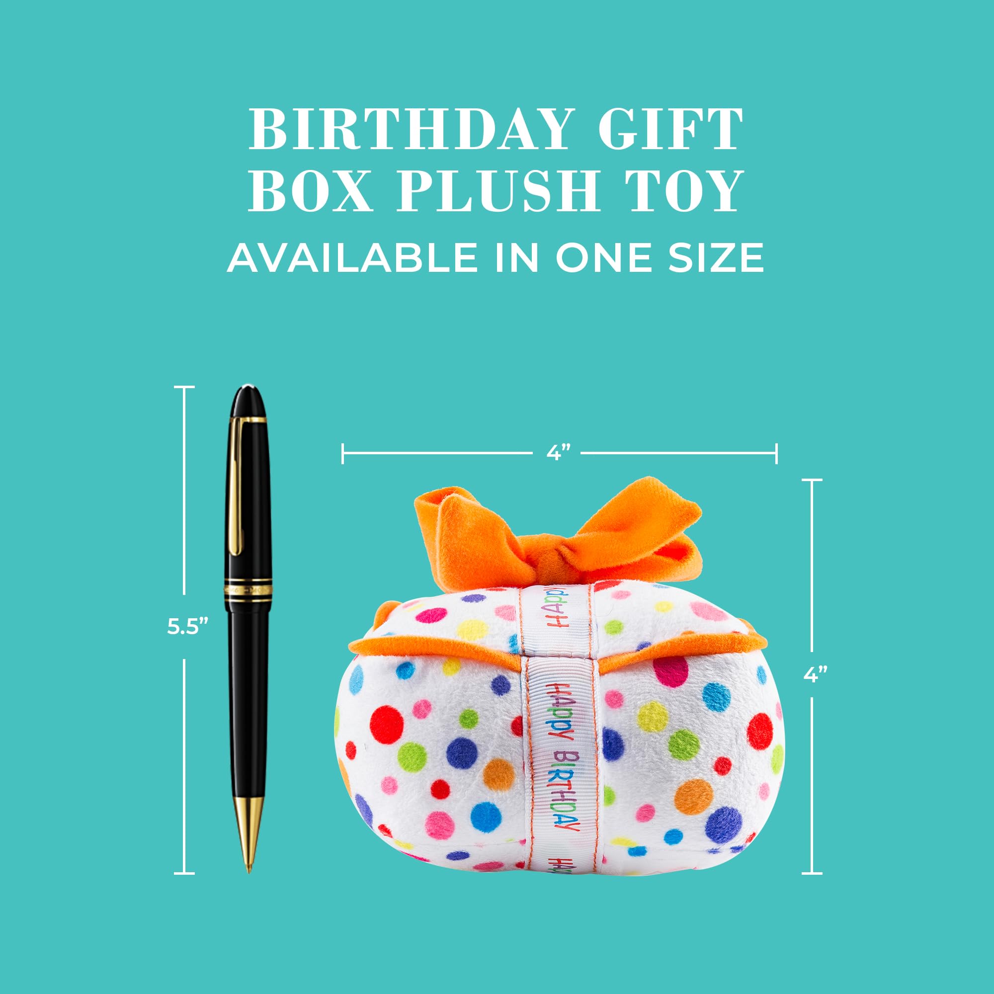 Haute Diggity Dog Happy Birthday Gift Box, Plush Designer Dog Toys With Interactive Squeaker, Stimulating Pet Enrichment, Machin