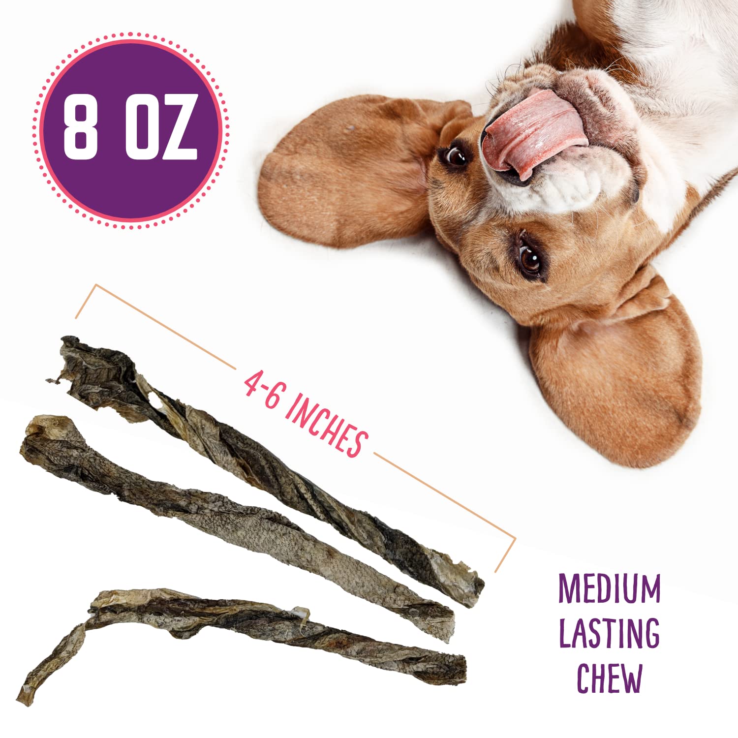 Hungry Paws Cod Skins Dog Training Treats - All Natural & Healthy Fish Skin Snacks for Dogs Boost Their Coat and Oral Health wit