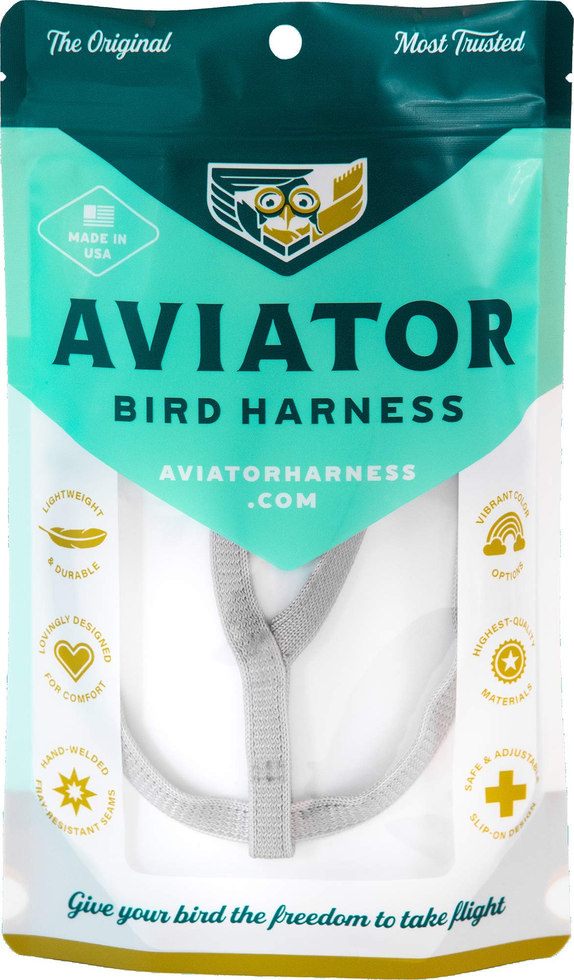 The Aviator Pet Bird Harness And Leash: Small Silver