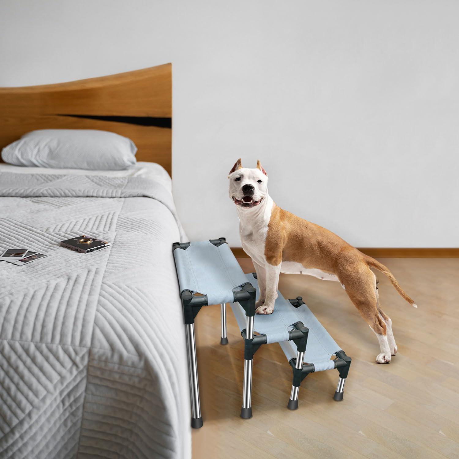 Dog Stairs For Small Dogs - 3 Tiers Dog Steps For High Bed And Couchsofa 17.7'' H, Non-Slip Bottom Pet Stairs, For Dogs And Cats