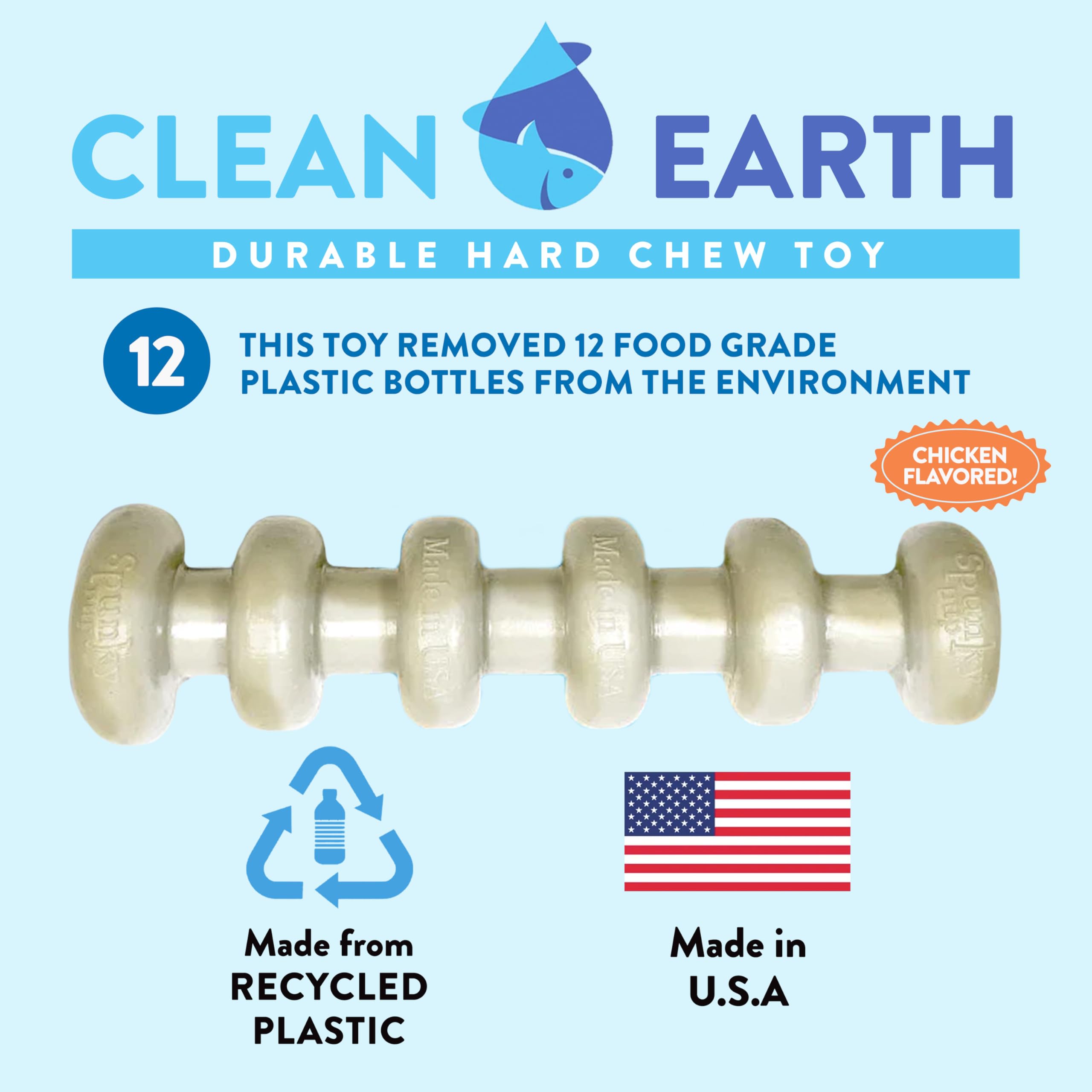Spunky Pup Clean Earth Recycled Stick | Made In Usa | Made From 100% Recycled Water Bottles, Gray