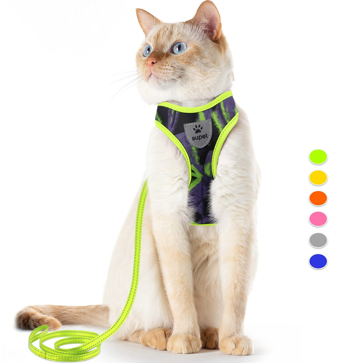 Supet Cat Harness And Leash Escape Proof, Adjustable Breathable Cat Vest Harness With Reflective Trim, Cat Leash And Harness Set