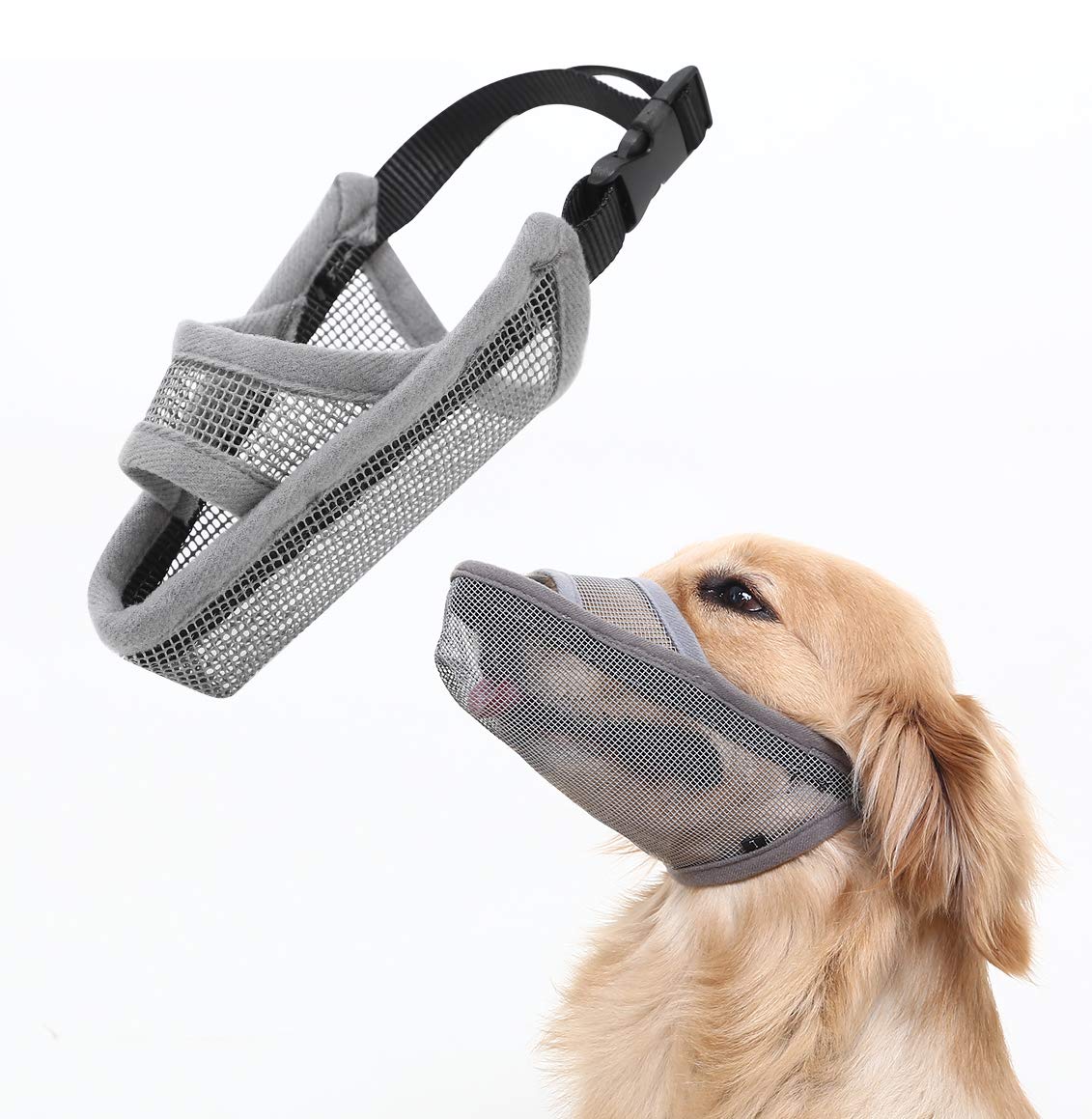 Nylon Dog Muzzle for Small Medium Large Dogs, Air Mesh Breathable and Drinkable Pet Muzzle for Anti-Biting Anti-Barking Licking 