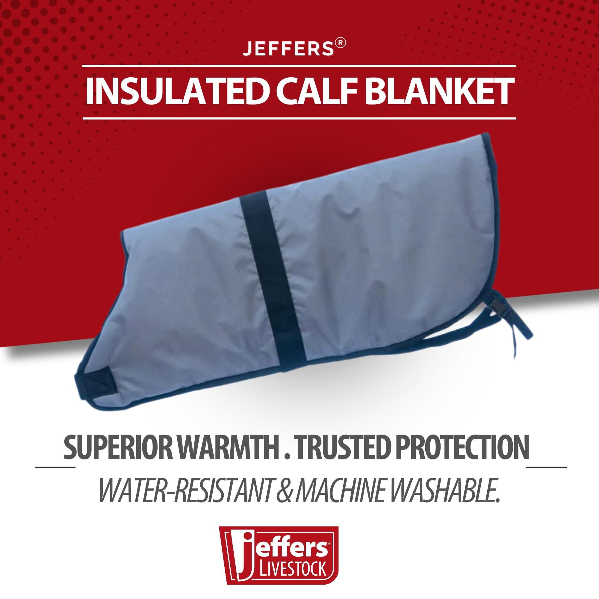 Jeffers Livestock Insulated Calf Blanket, Grey Navy, 1 Pack - 600Denier, 350G Polyfill, Winter Warm Clothes For Calf, Water Proo