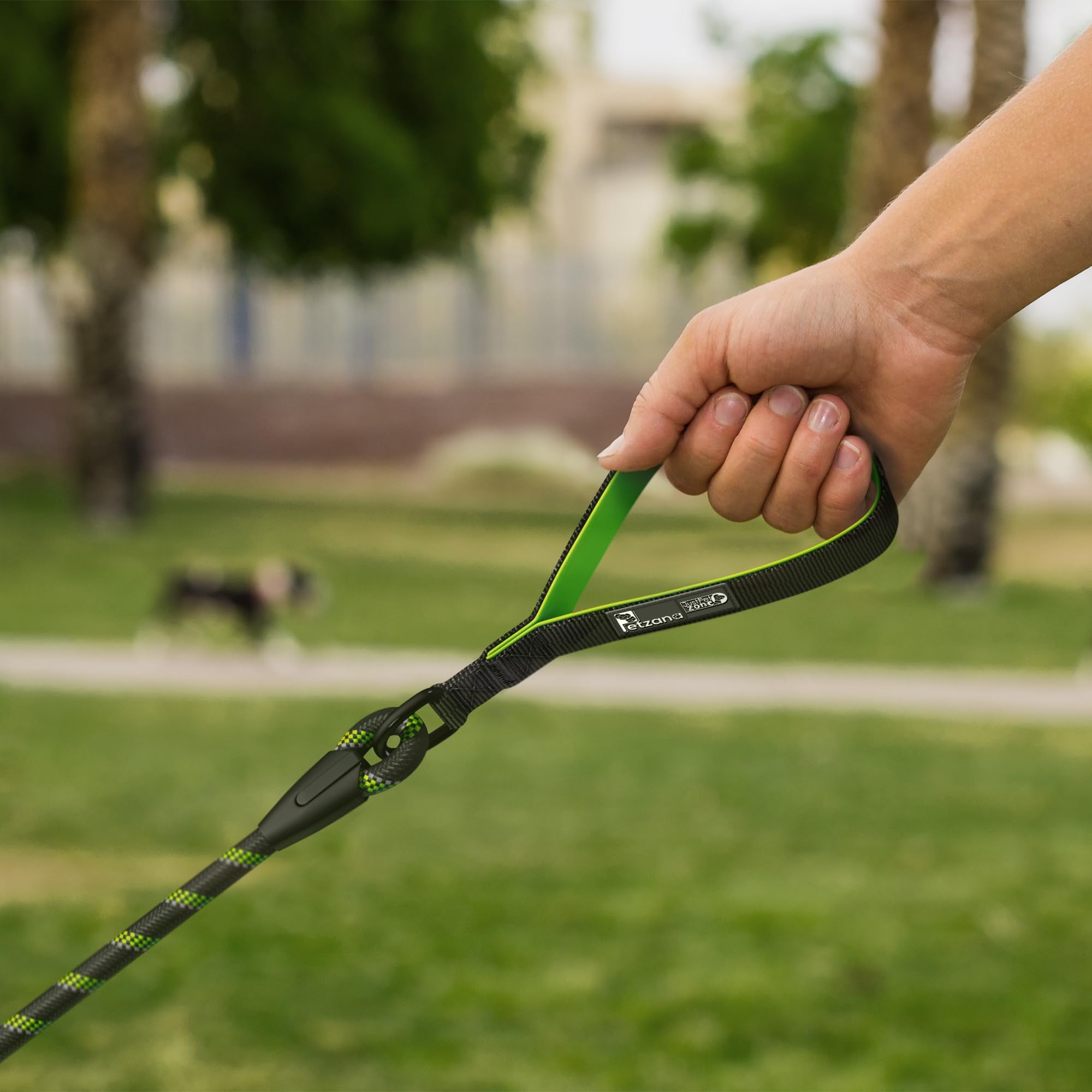 Green Dog Leash With Soft Padded Handle - 5 Ft Reflective Heavy Duty Dog Rope Leash For Small Medium & Large Dogs, Lightweight W