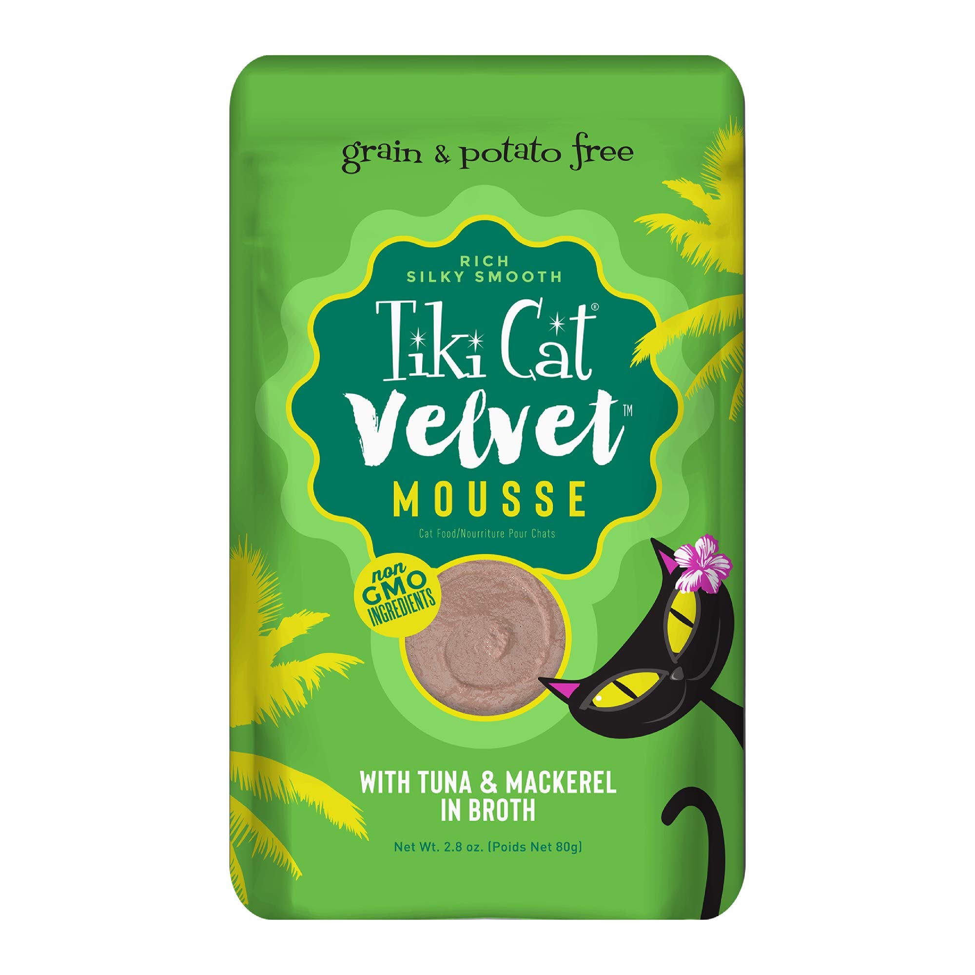 Tiki Cat Luau Velvet Mousse, Tuna & Mackerel in Broth, Complete Nutrition for Balanced Diet, Wet Cat Food For All Life Stages, 2